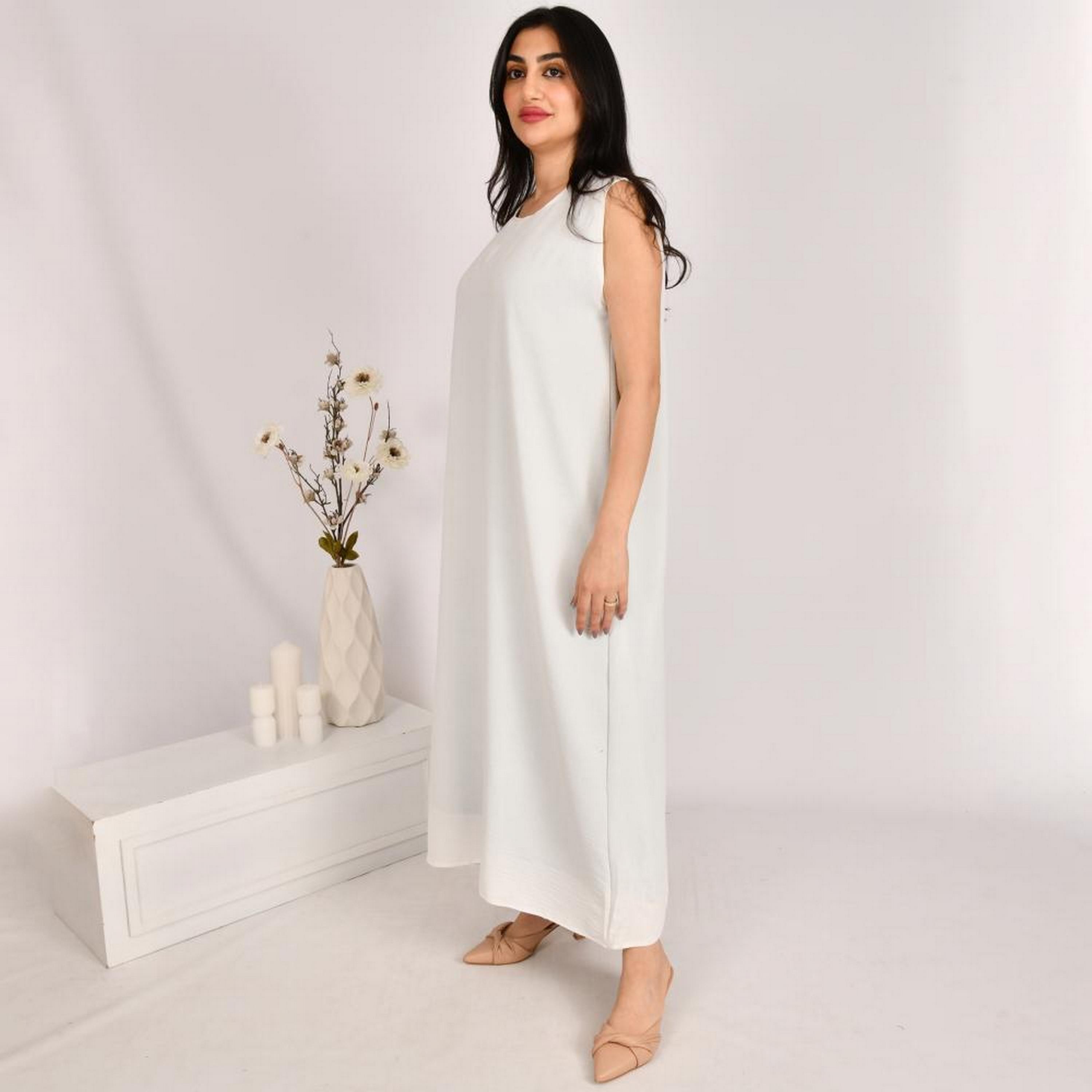 Beyond Abaya White Linen Women's Abaya Inner Dress-women-arabicclothing-abayainner-image-3