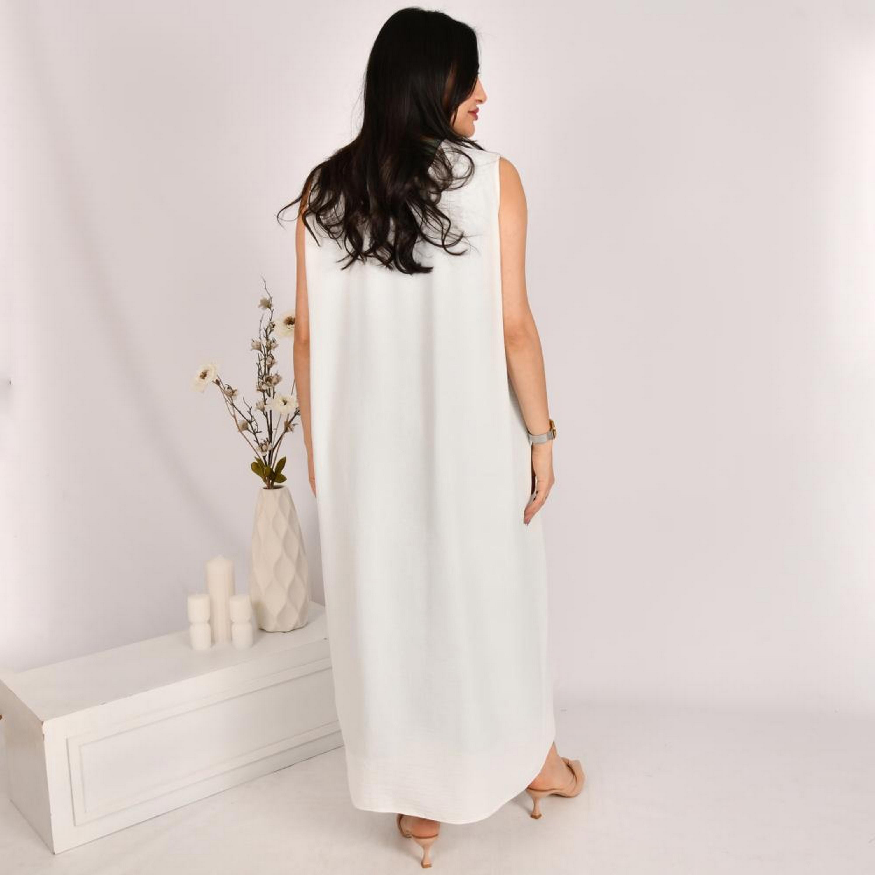 Beyond Abaya White Linen Women's Abaya Inner Dress-women-arabicclothing-abayainner-image-4