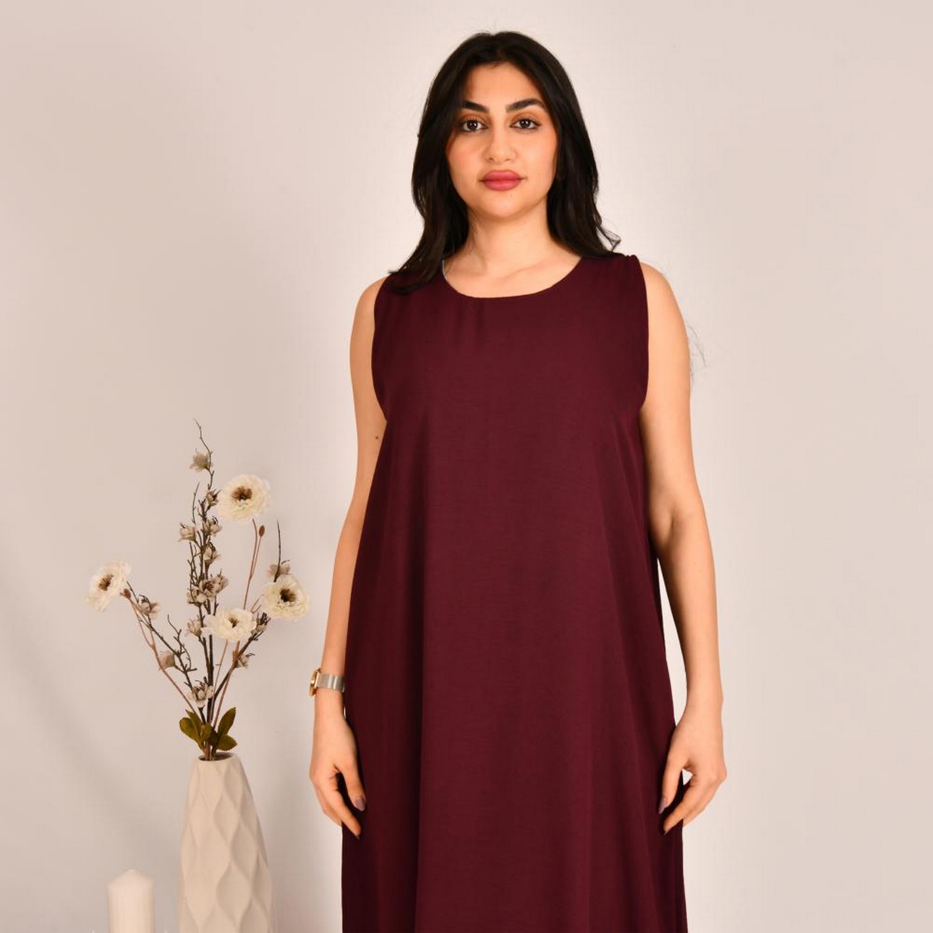Beyond Abaya Red Linen Women's Abaya Inner Dress-women-arabicclothing-abayainner-image-2