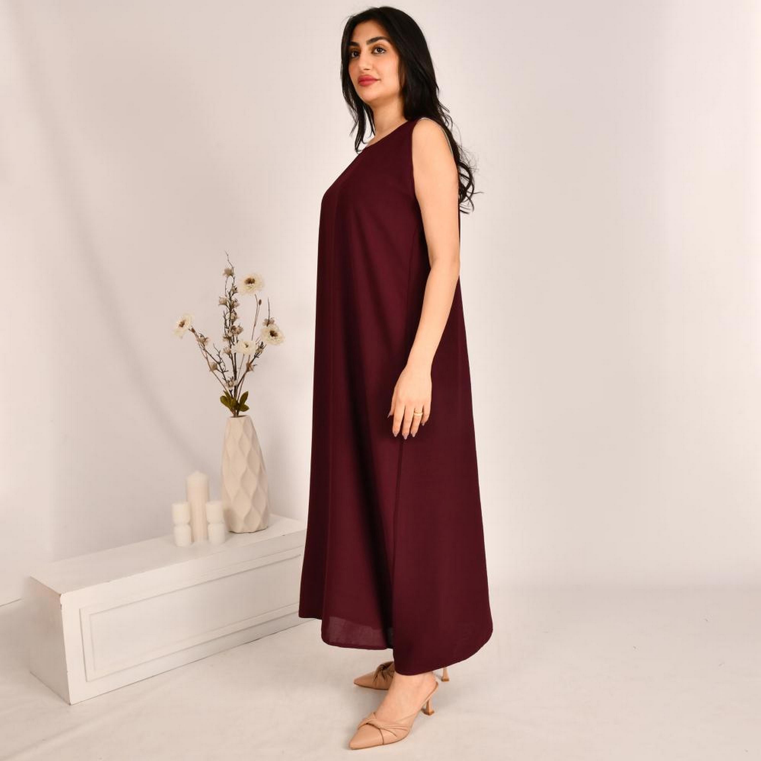 Beyond Abaya Red Linen Women's Abaya Inner Dress-women-arabicclothing-abayainner-image-3