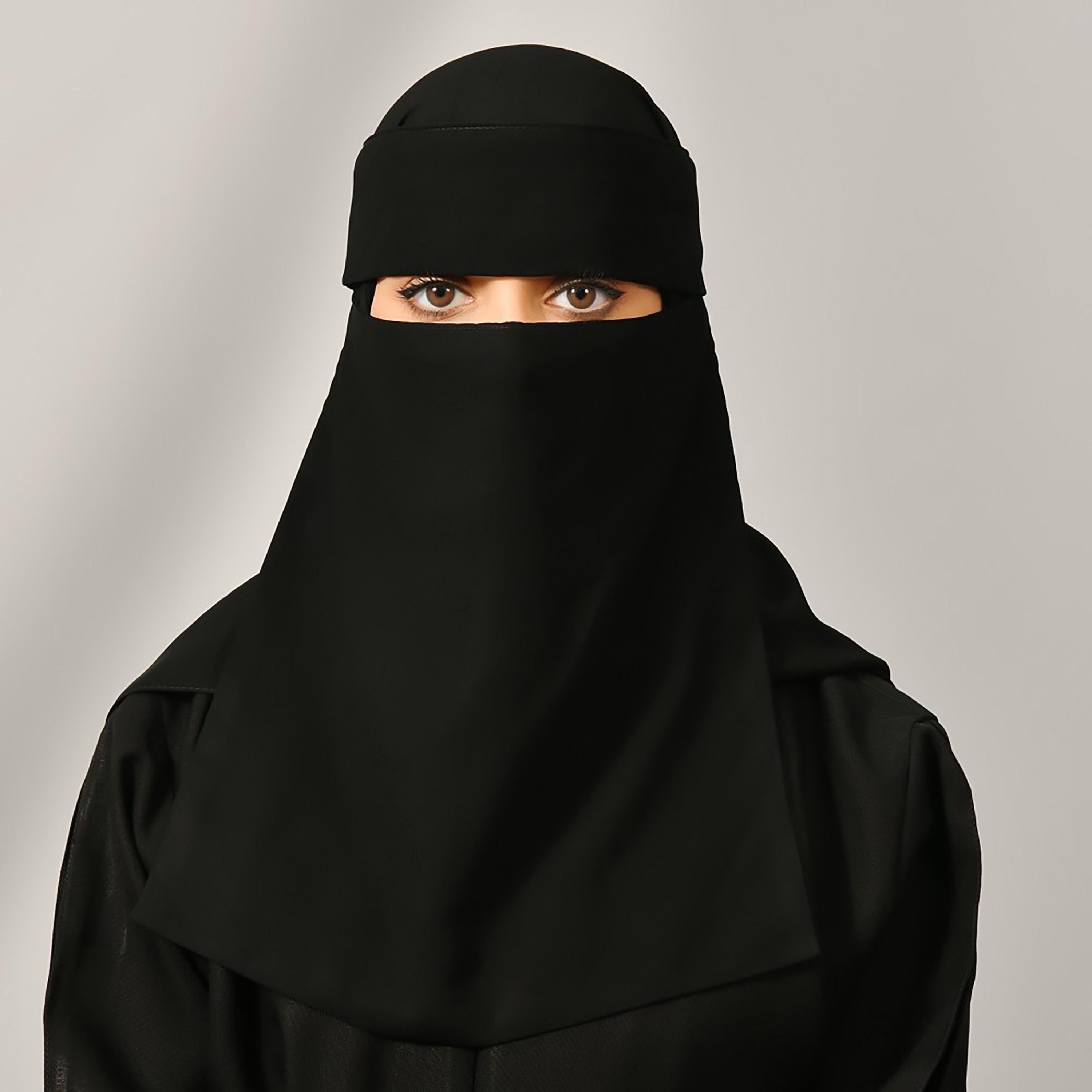 Lamha Plain Back Tie-Up Closure Niqab-women-arabicclothing-headscarf-hijab-image-1