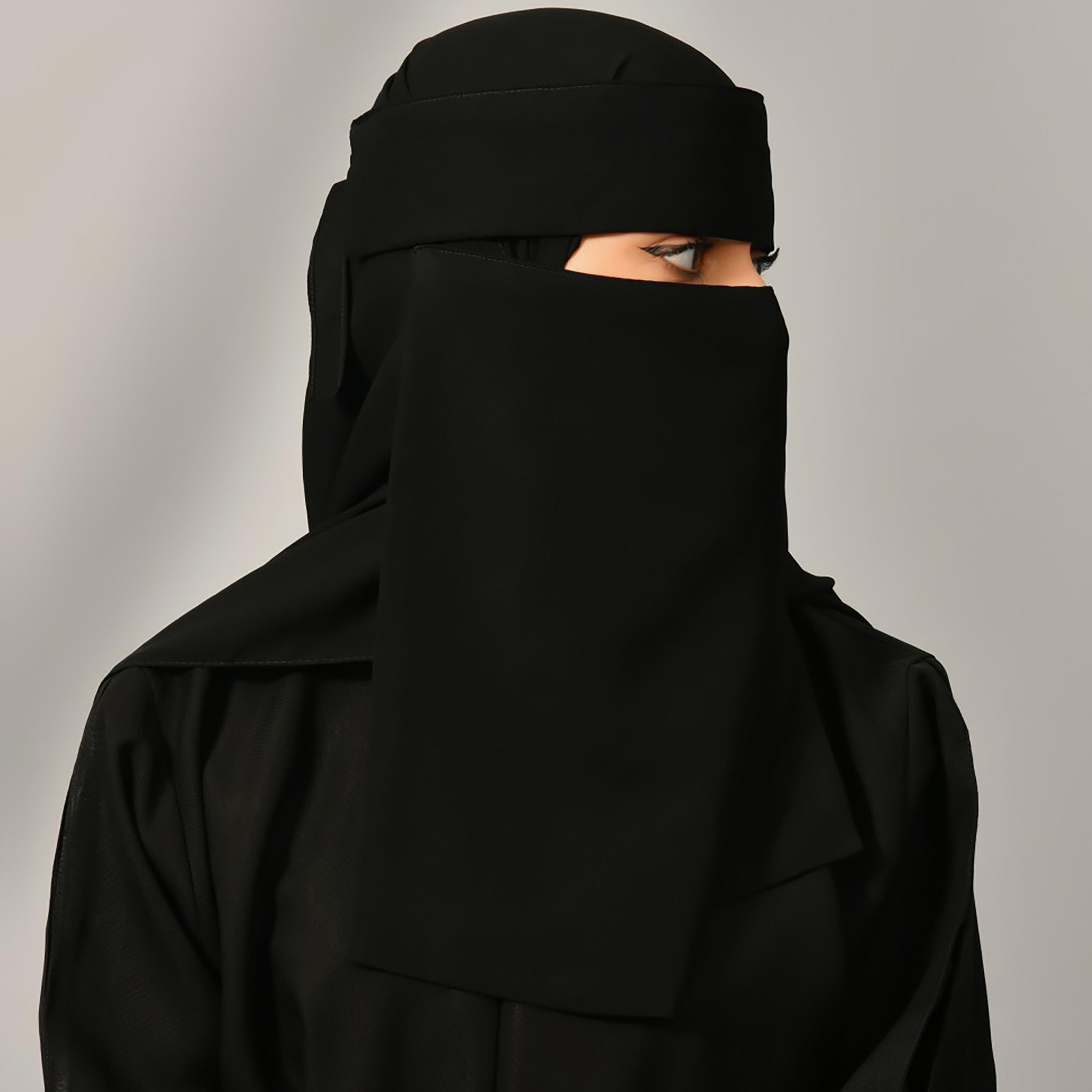Lamha Plain Back Tie-Up Closure Niqab-women-arabicclothing-headscarf-hijab-image-3