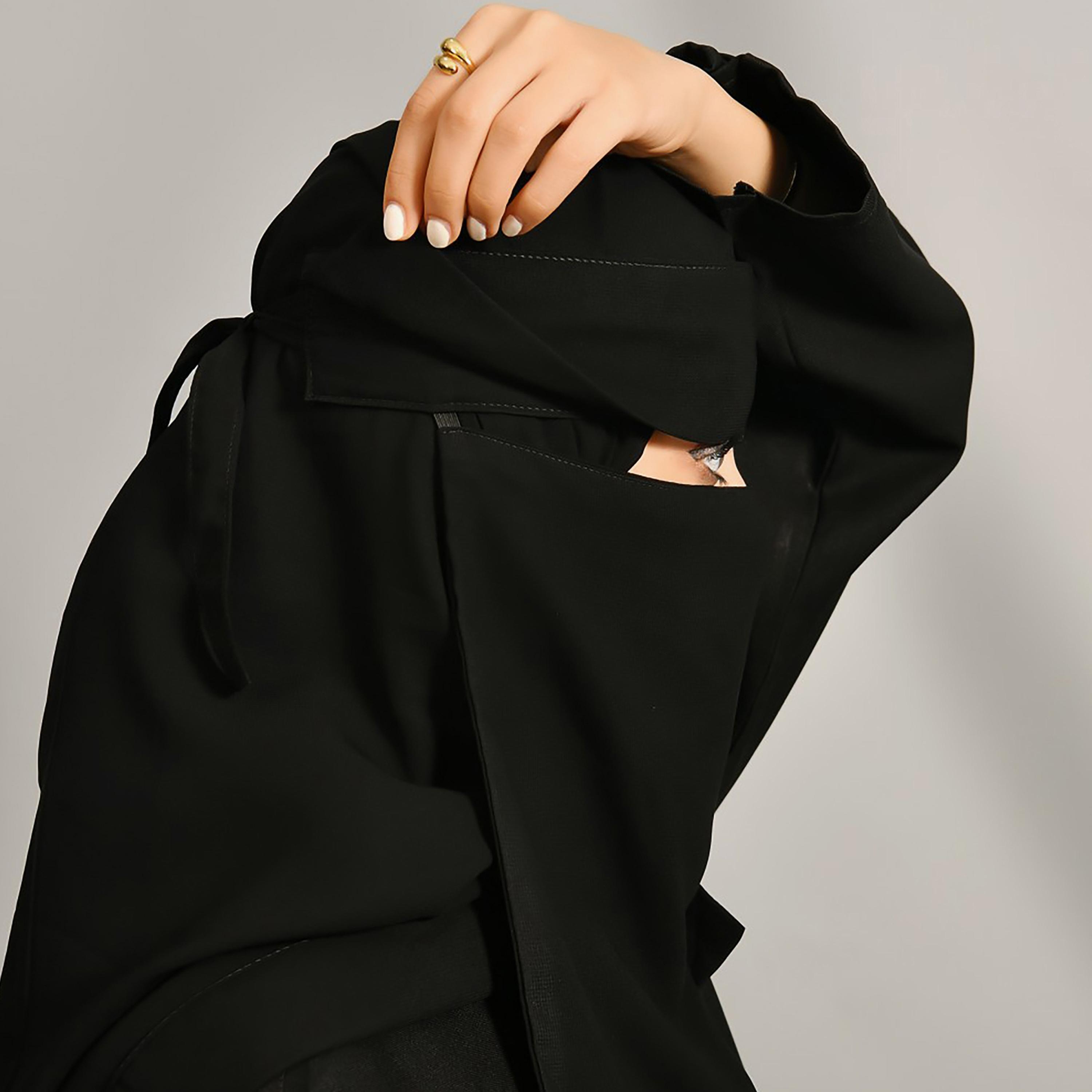 Lamha Plain Back Tie-Up Closure Niqab-women-arabicclothing-headscarf-hijab-image-3