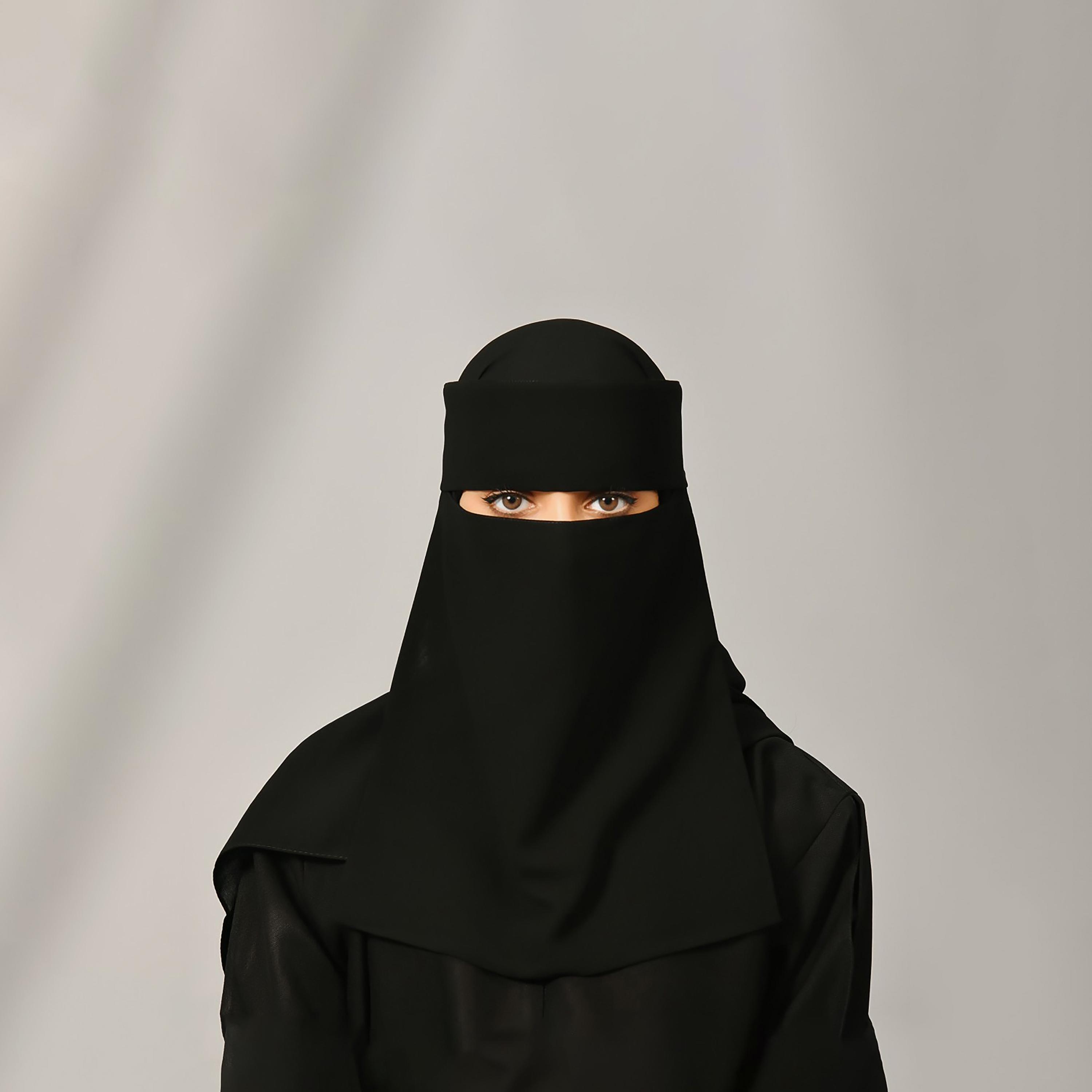 Lamha Plain Back Tie-Up Closure Niqab-women-arabicclothing-headscarf-hijab-image-1