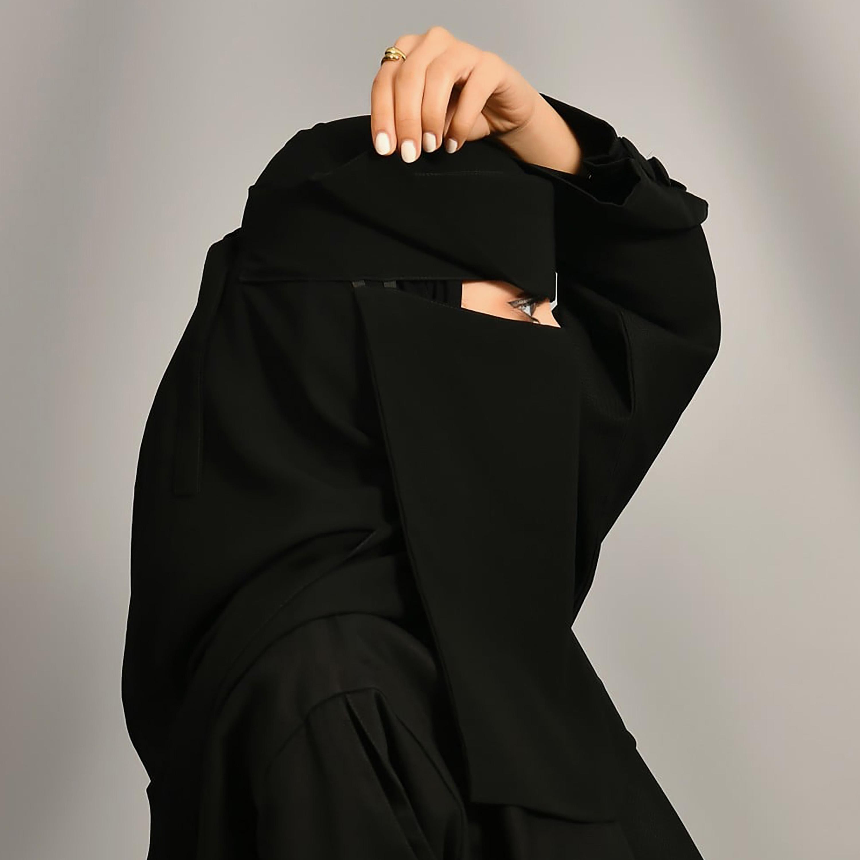 Lamha Plain Back Tie-Up Closure Niqab-women-arabicclothing-headscarf-hijab-image-3