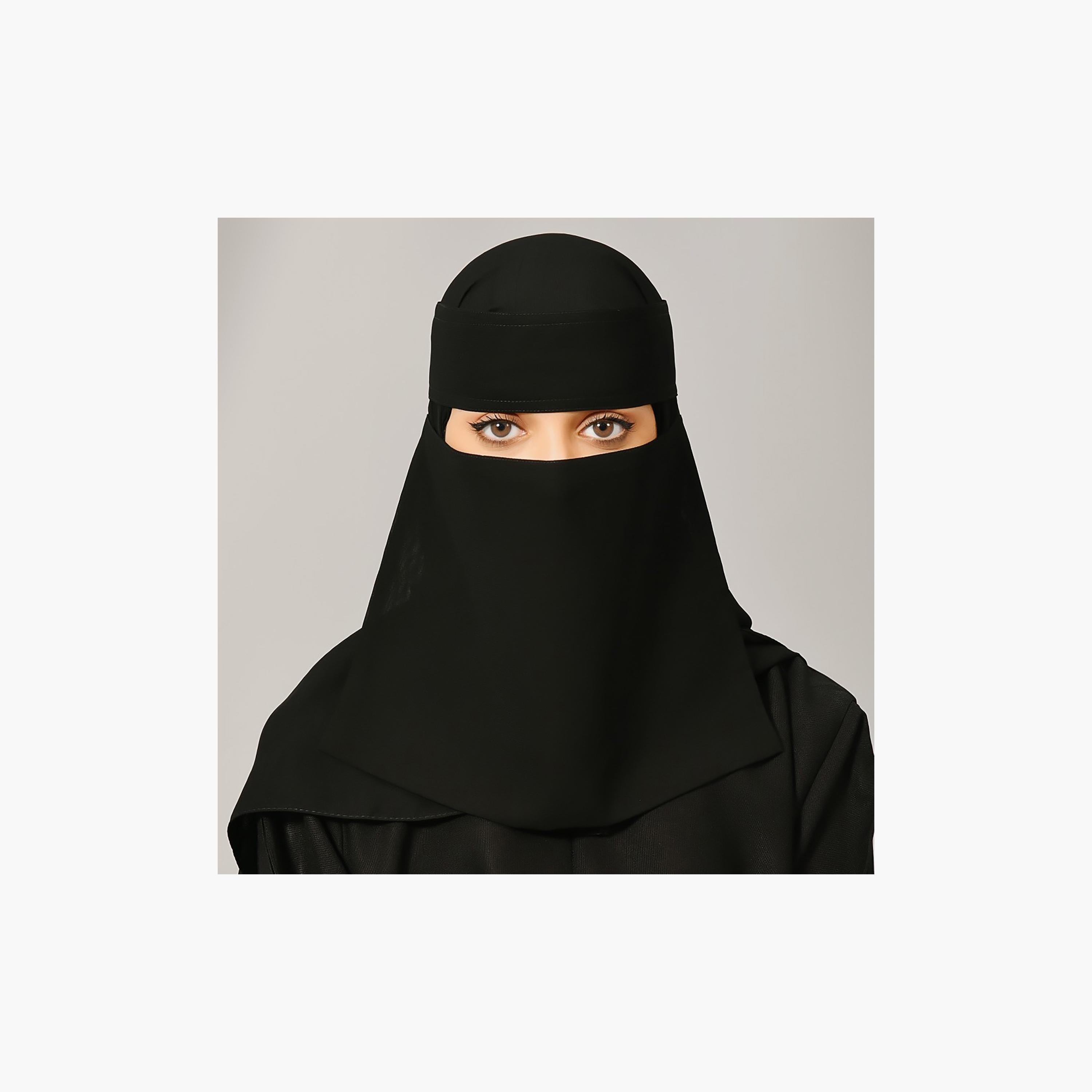 Lamha Plain Back Tie-Up Closure Niqab-women-arabicclothing-headscarf-hijab-image-1