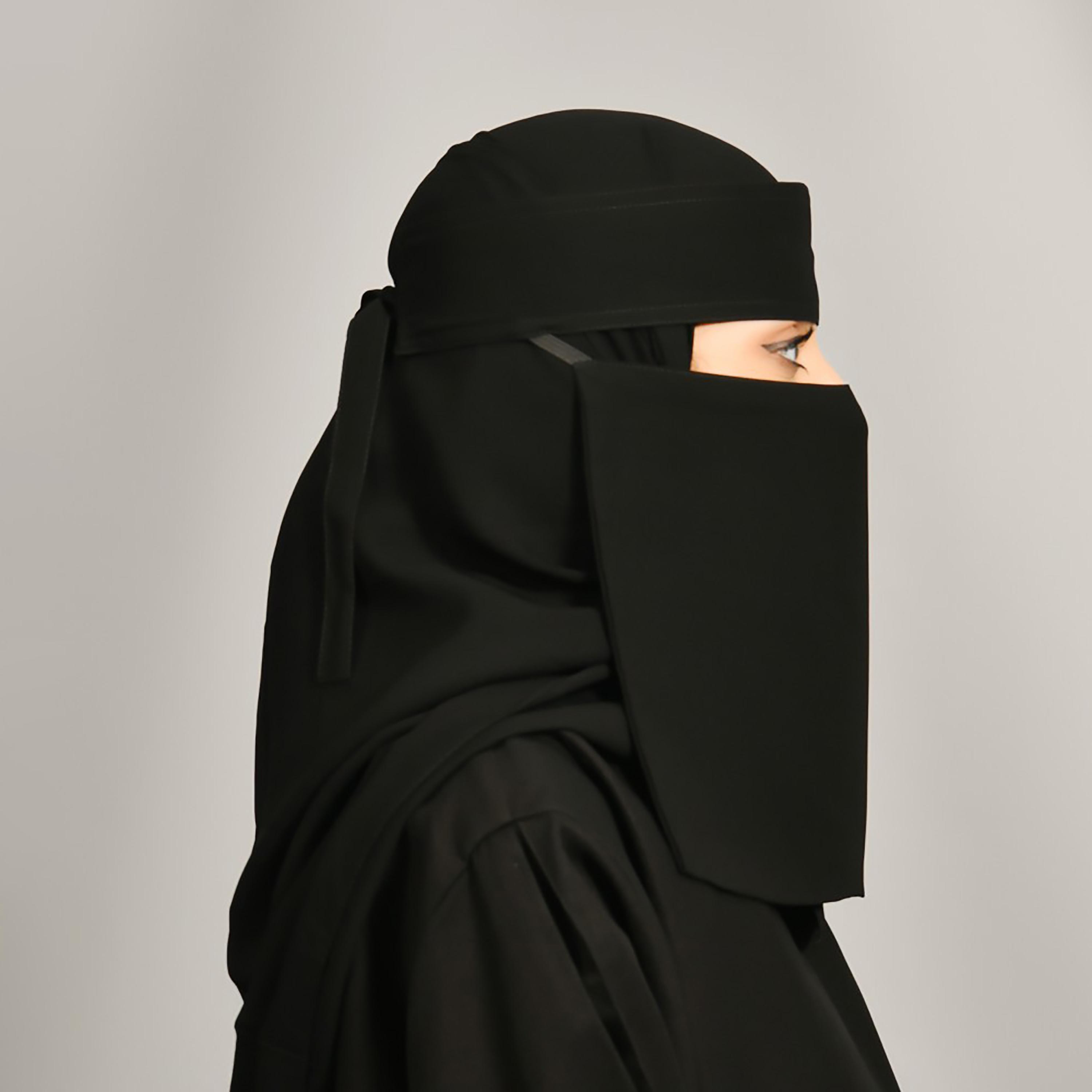 Lamha Plain Back Tie-Up Closure Niqab-women-arabicclothing-headscarf-hijab-image-3