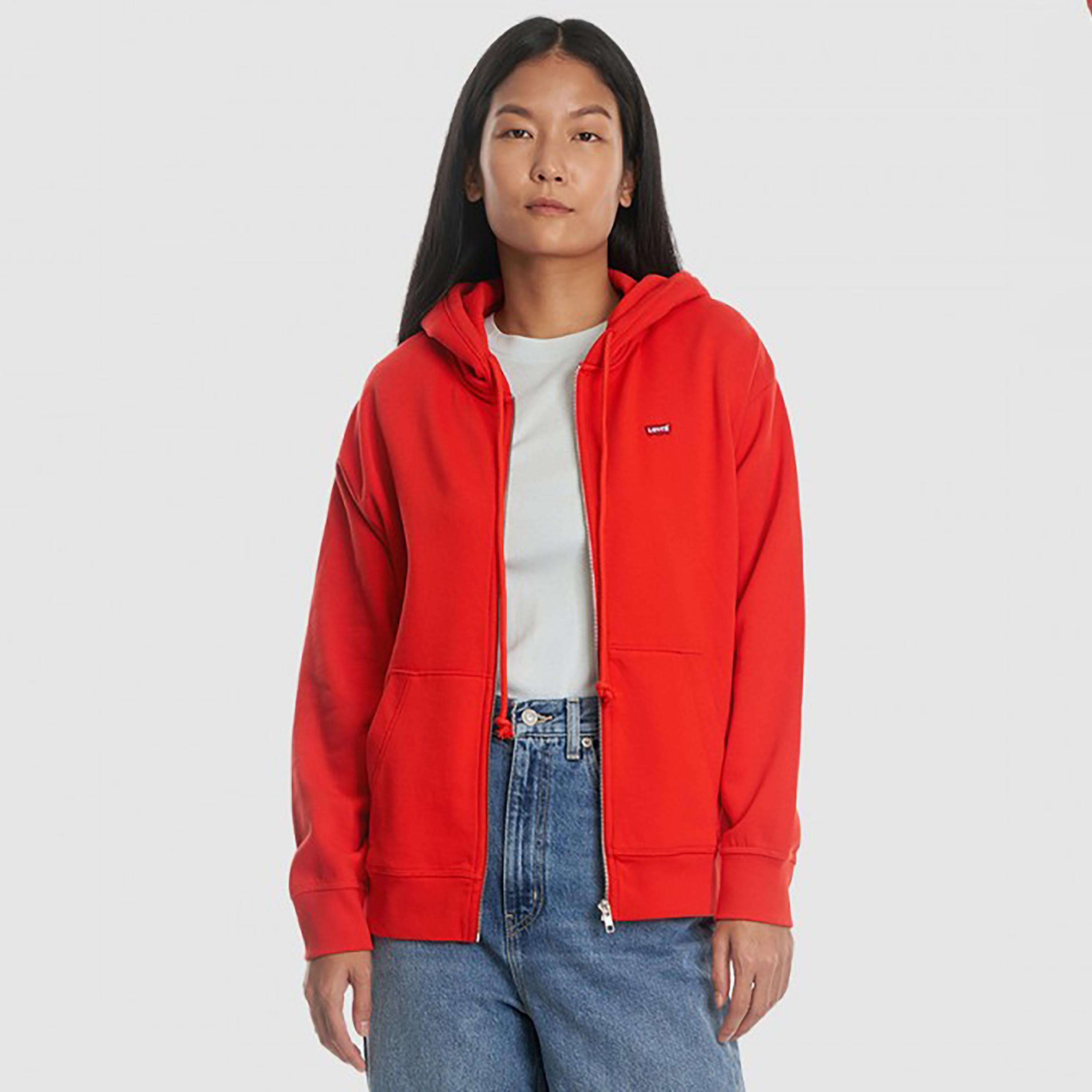Levi's Logo Long Sleeves Zip-Through Hoodie with Split Pocket-women-clothing-hoodiesandsweatshirts-hoodies-image-1