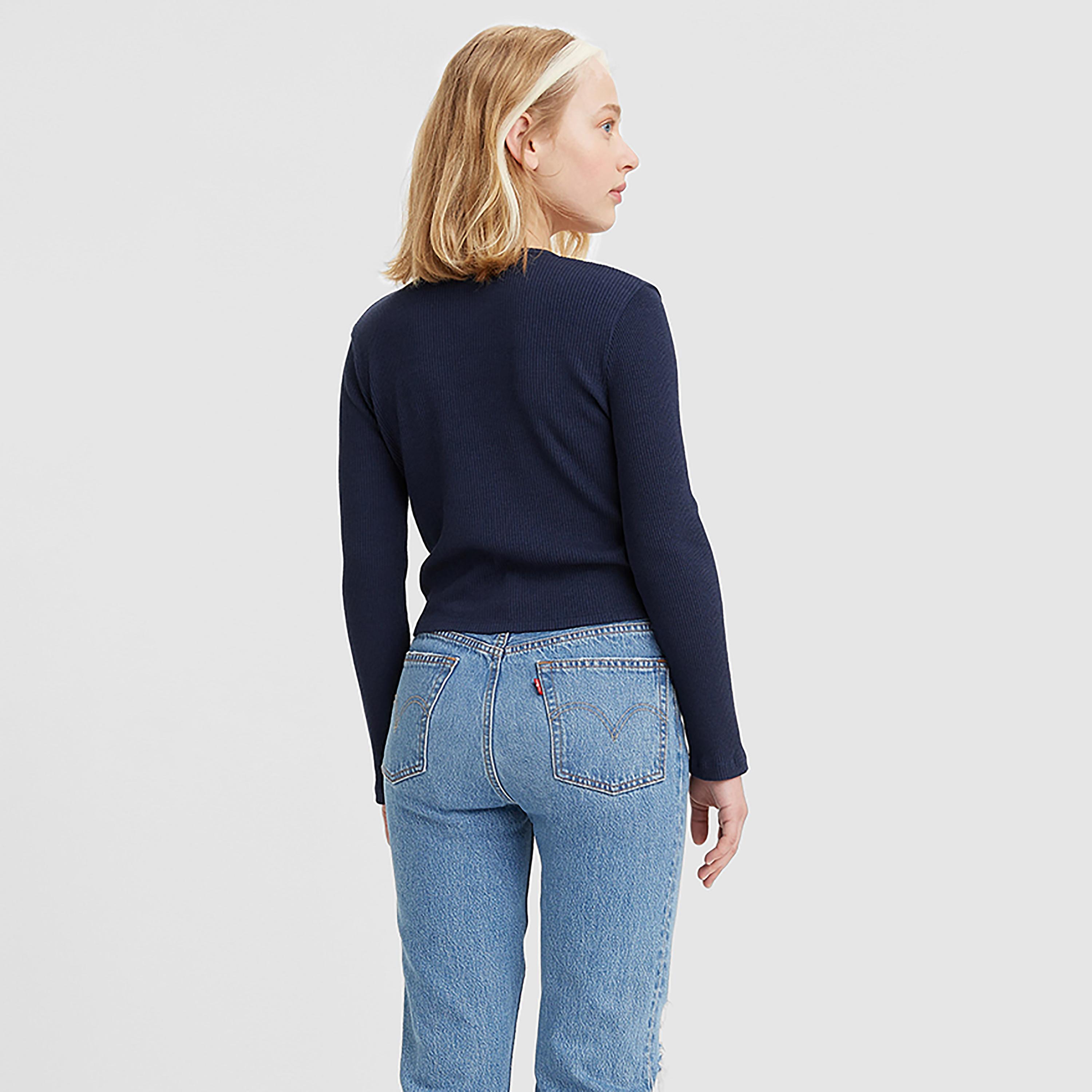 Levi's Ribbed V-Neck Long Sleeves Blouse-women-clothing-shirtsandblouses-blouses-image-2