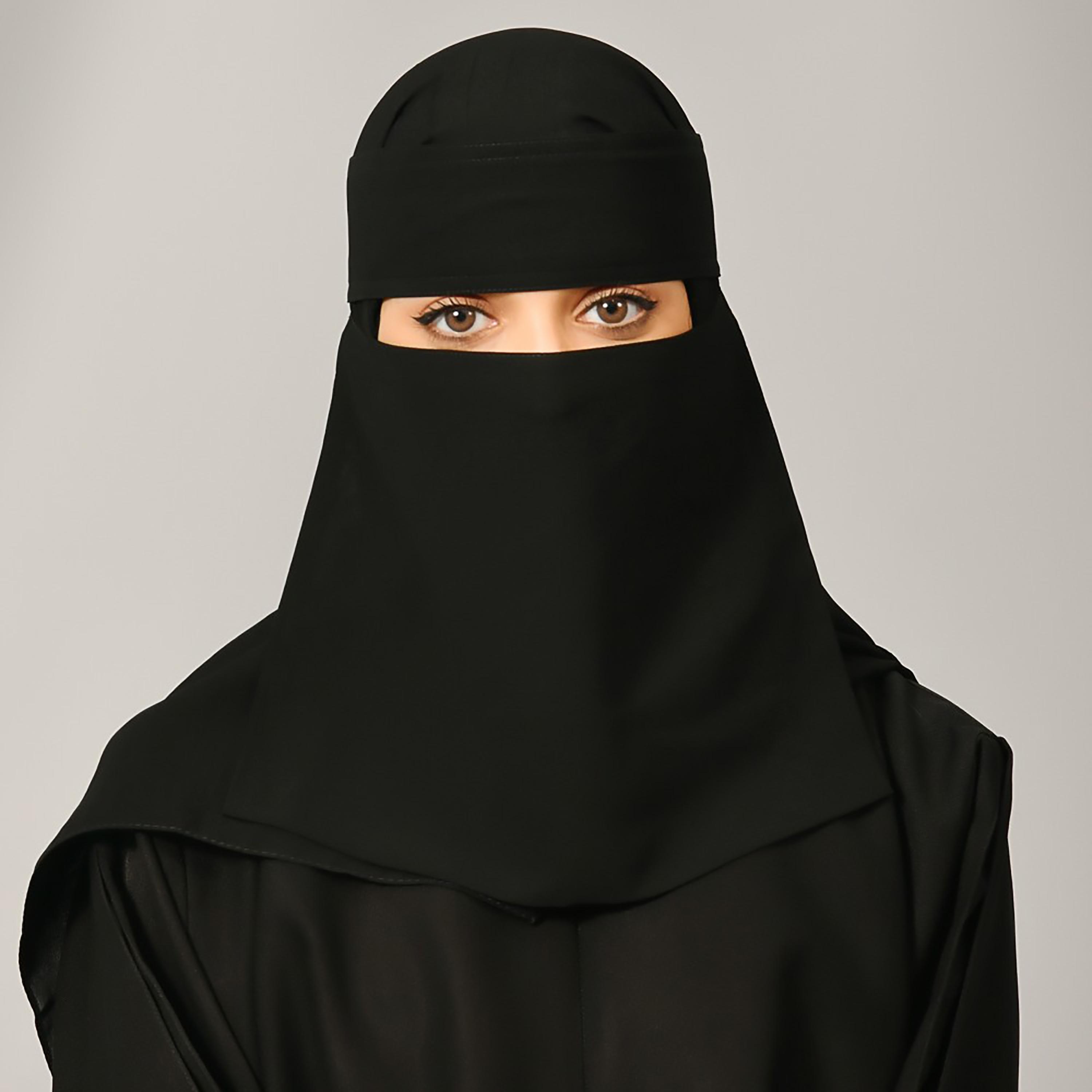 Lamha Plain Back Tie-Up Closure Niqab-women-arabicclothing-headscarf-hijab-image-1