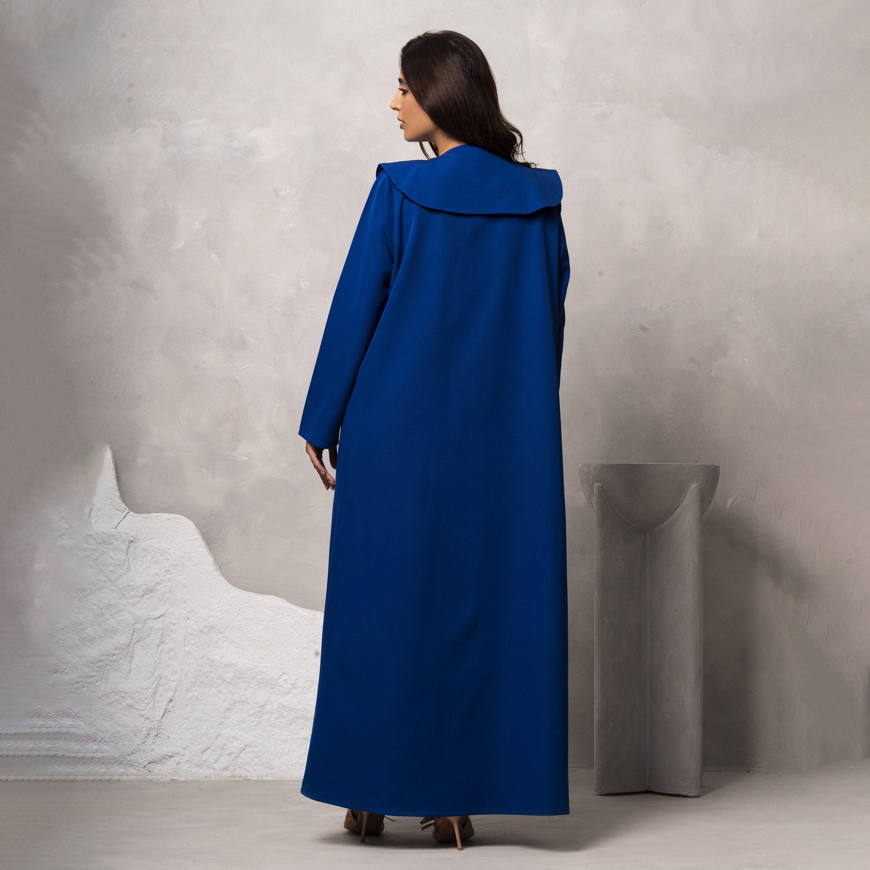 Moistreet Blue Embroidered Handmade Barbie Crepe Women's Abaya-women-arabicclothing-abayas-image-4