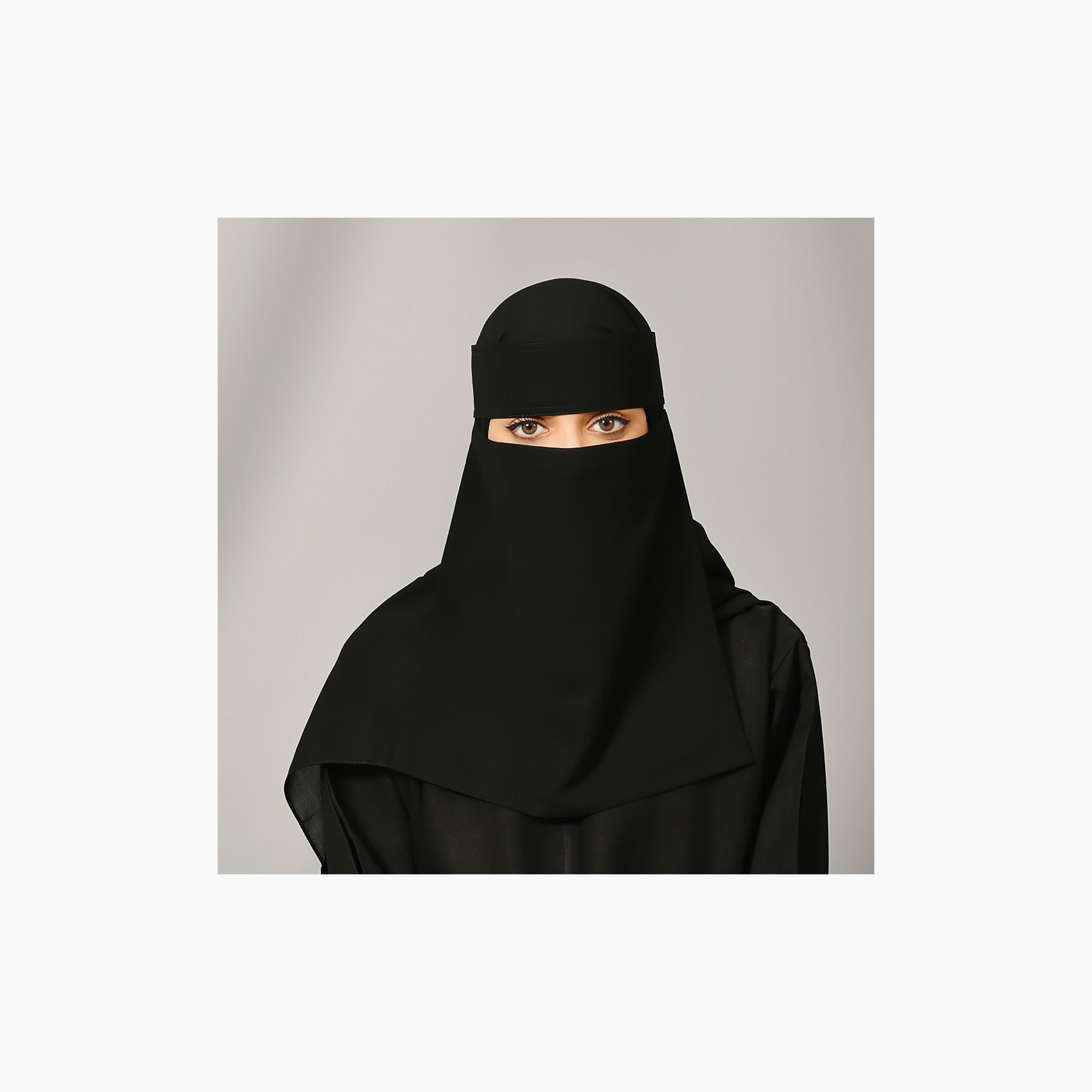 Lamha Plain Back Tie-Up Closure Niqab-women-arabicclothing-headscarf-hijab-image-1