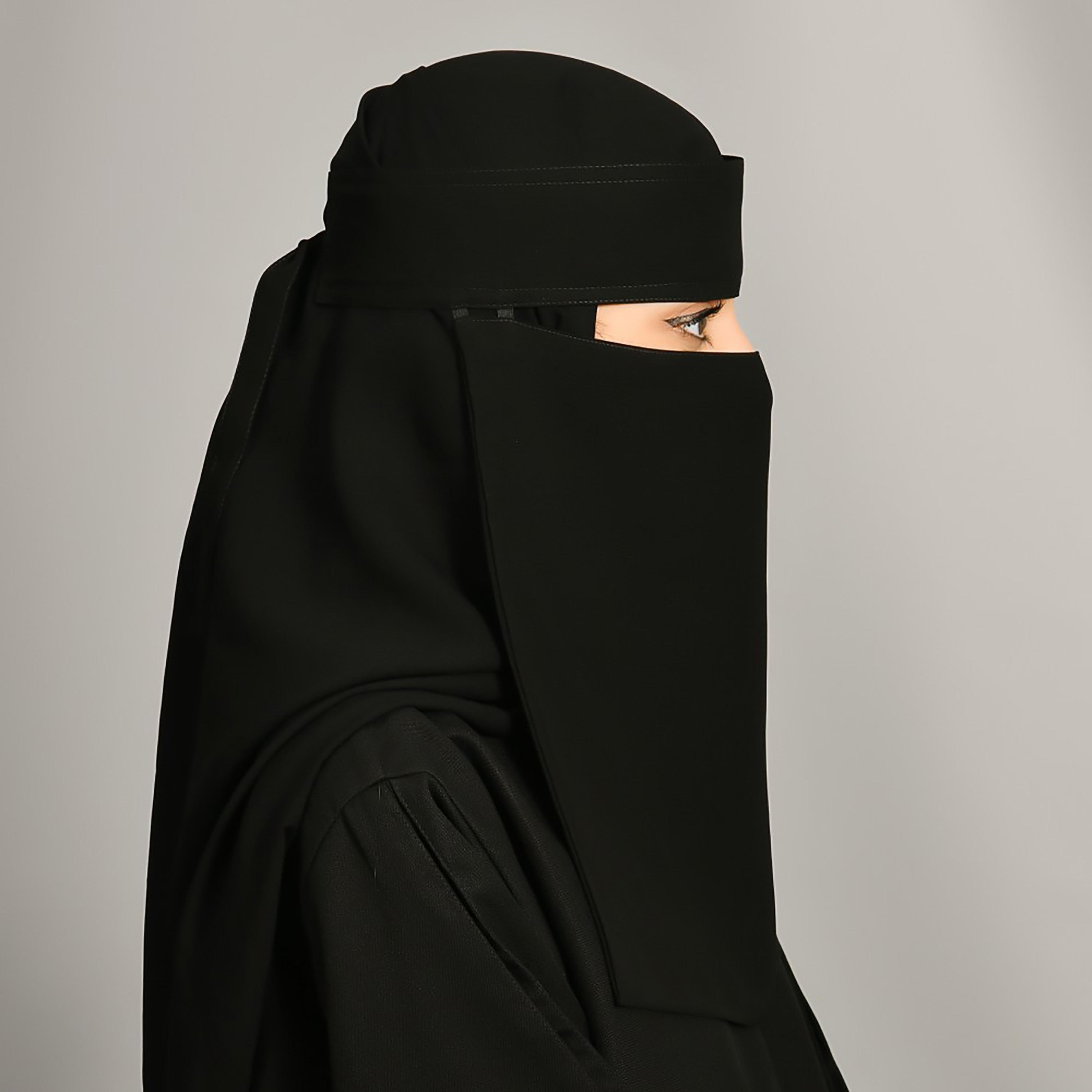 Lamha Plain Back Tie-Up Closure Niqab-women-arabicclothing-headscarf-hijab-image-4