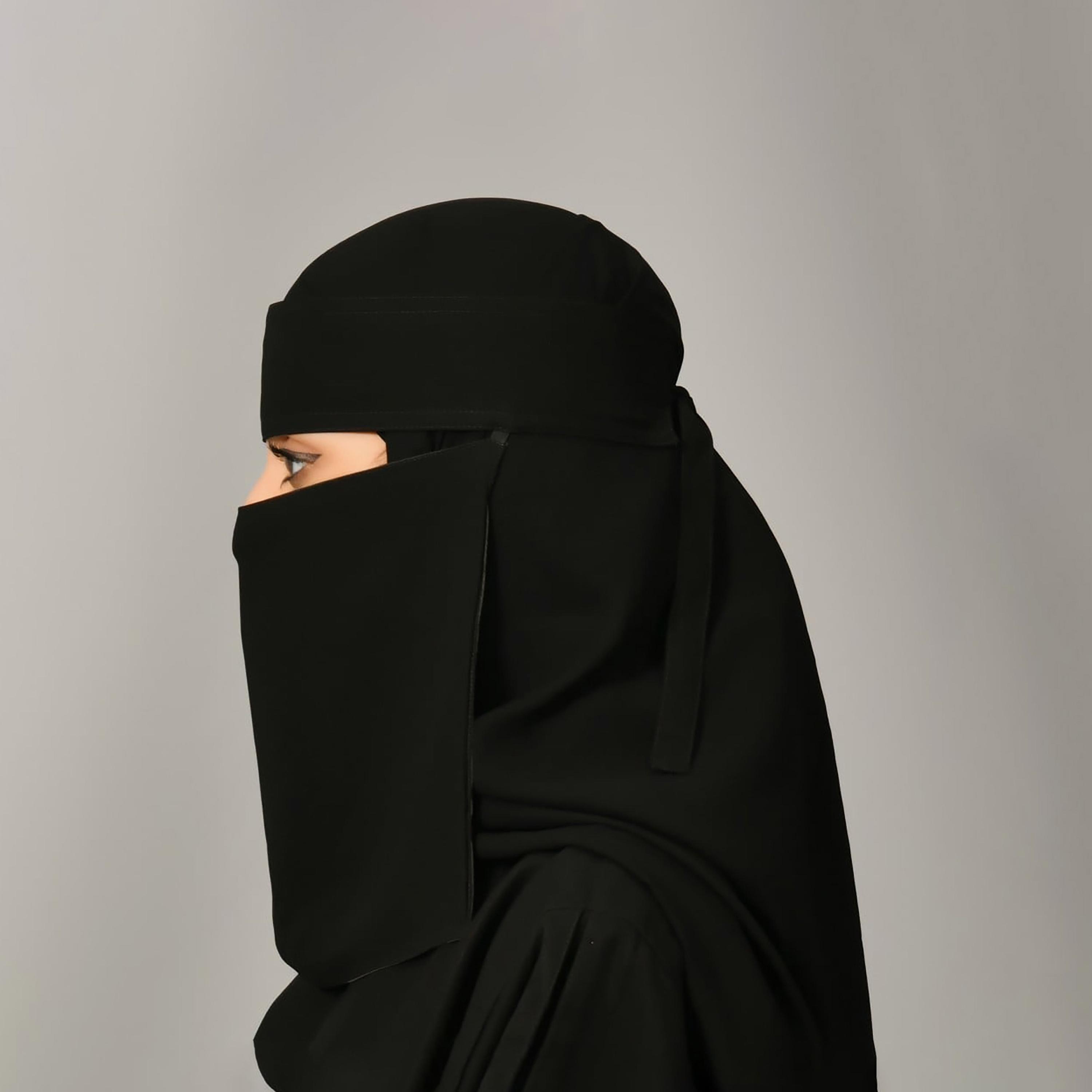 Lamha Plain Back Tie-Up Closure Niqab-women-arabicclothing-headscarf-hijab-image-2