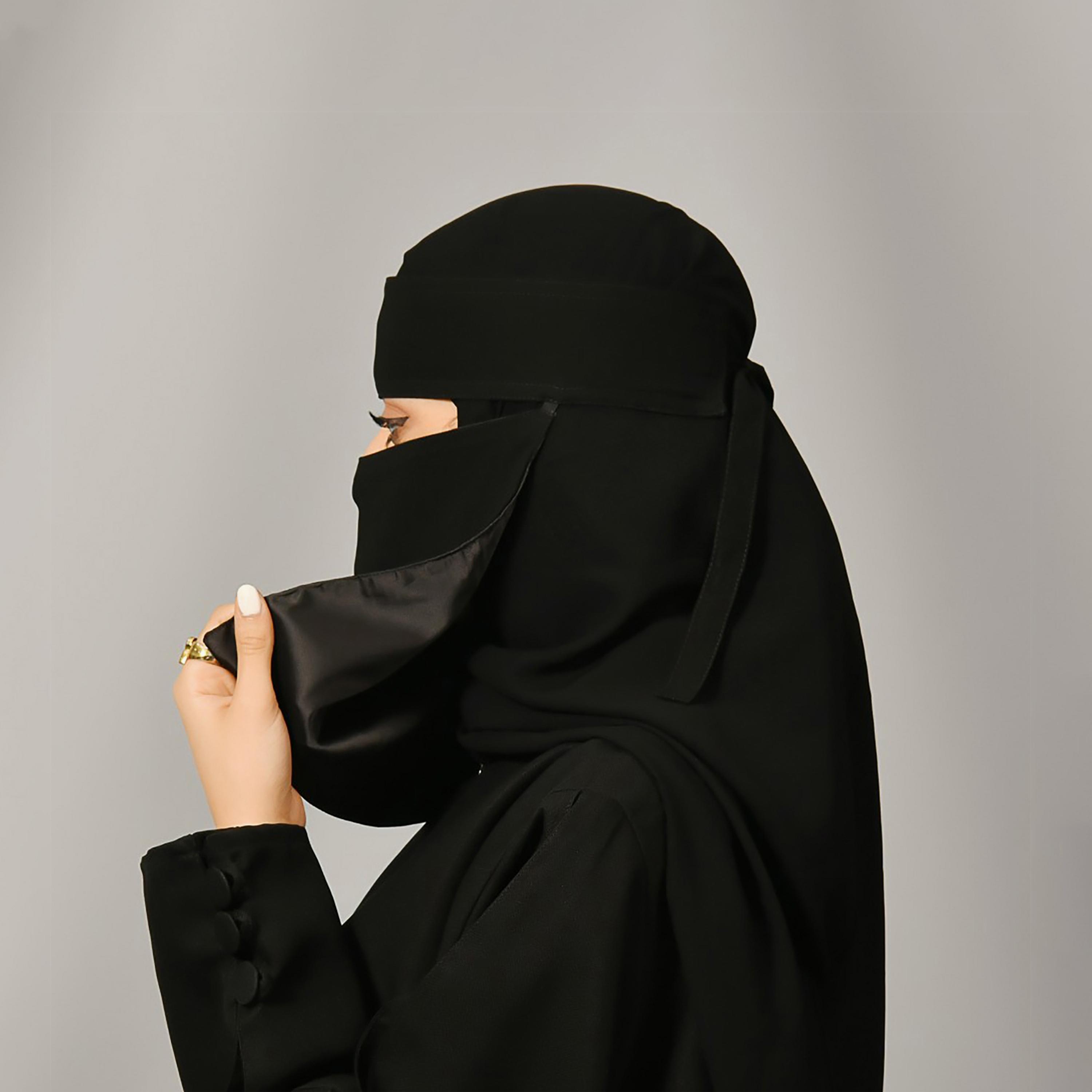 Lamha Plain Back Tie-Up Closure Niqab-women-arabicclothing-headscarf-hijab-image-4