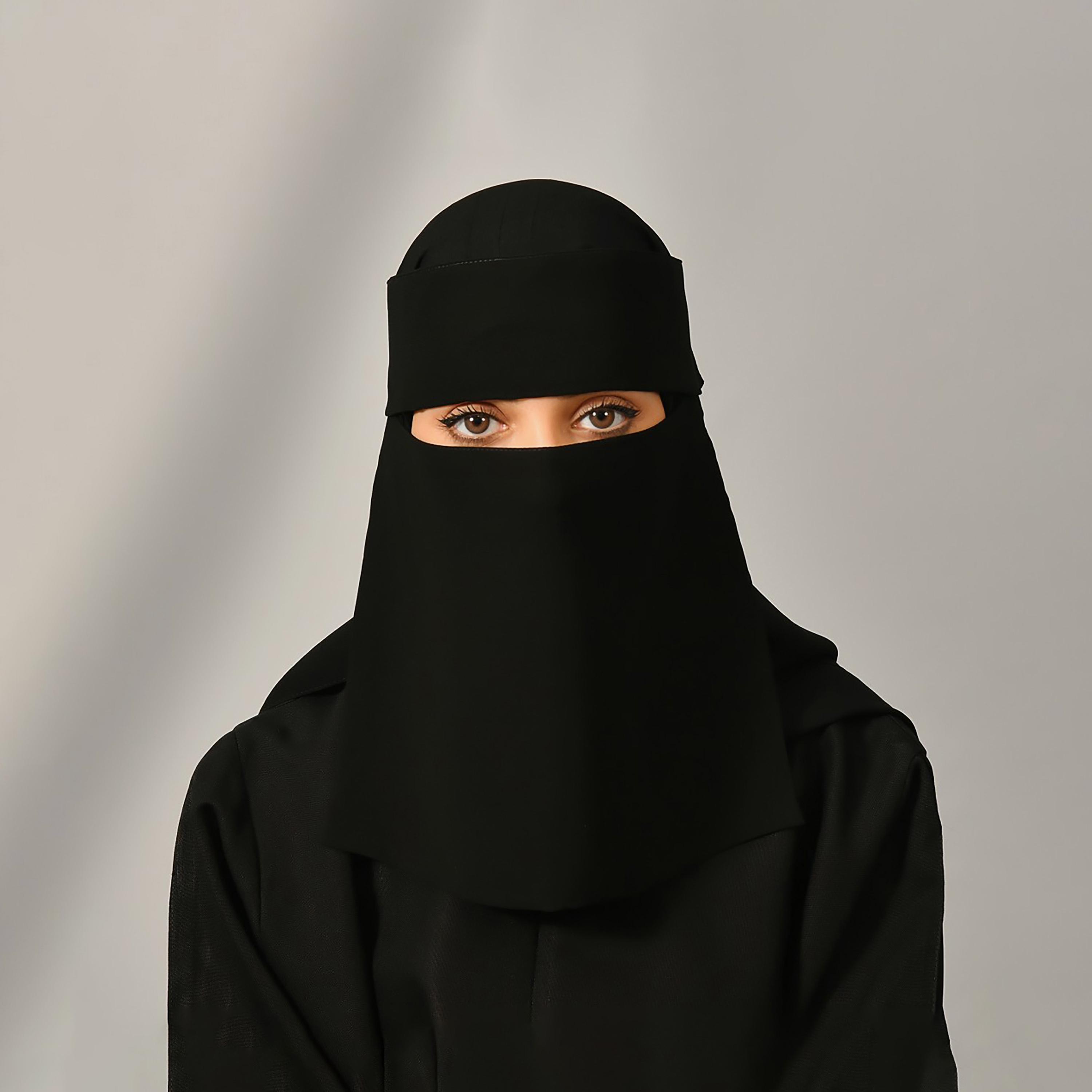 Lamha Plain Back Tie-Up Closure Niqab-women-arabicclothing-headscarf-hijab-image-1