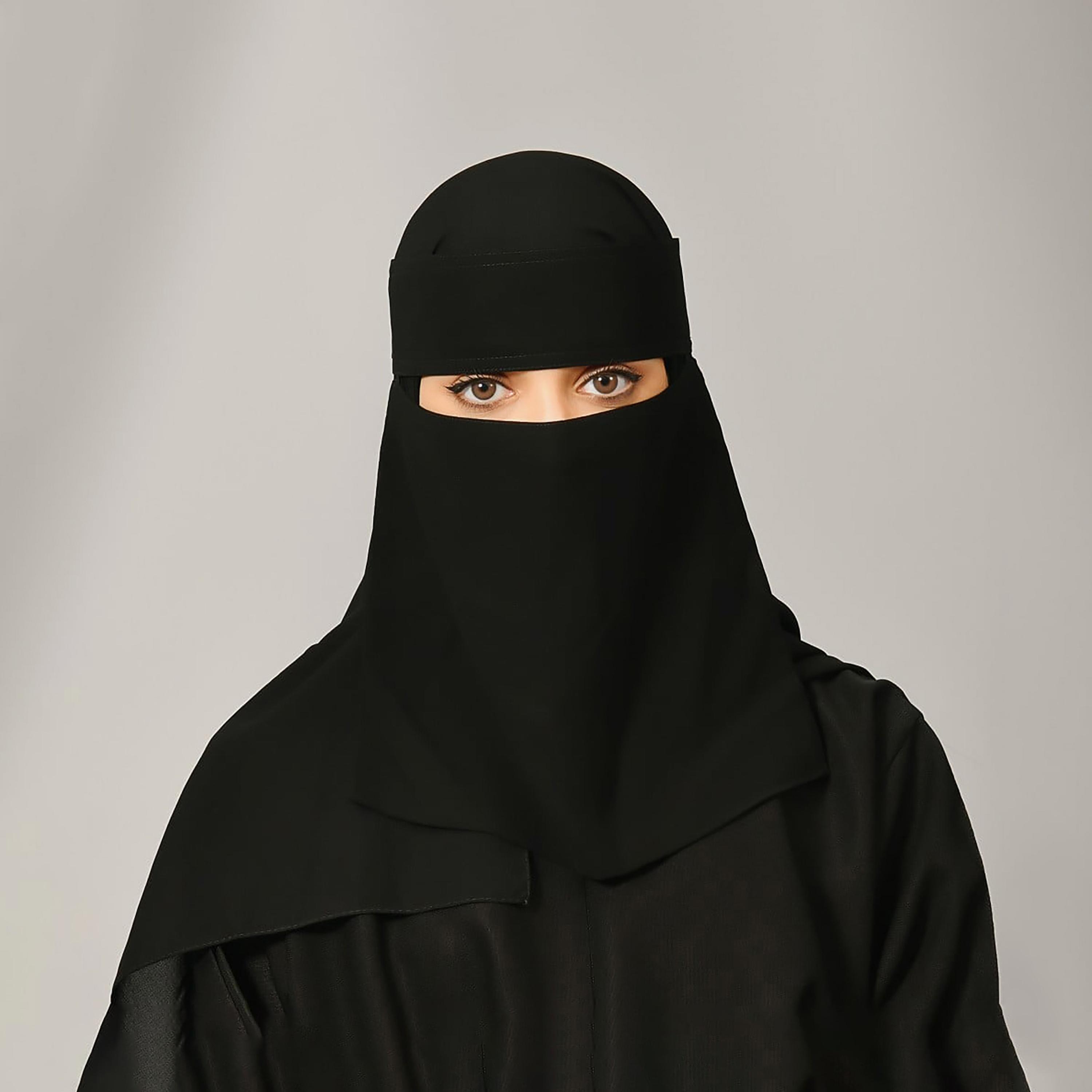 Lamha Plain Back Tie-Up Closure Niqab-women-arabicclothing-headscarf-hijab-image-1
