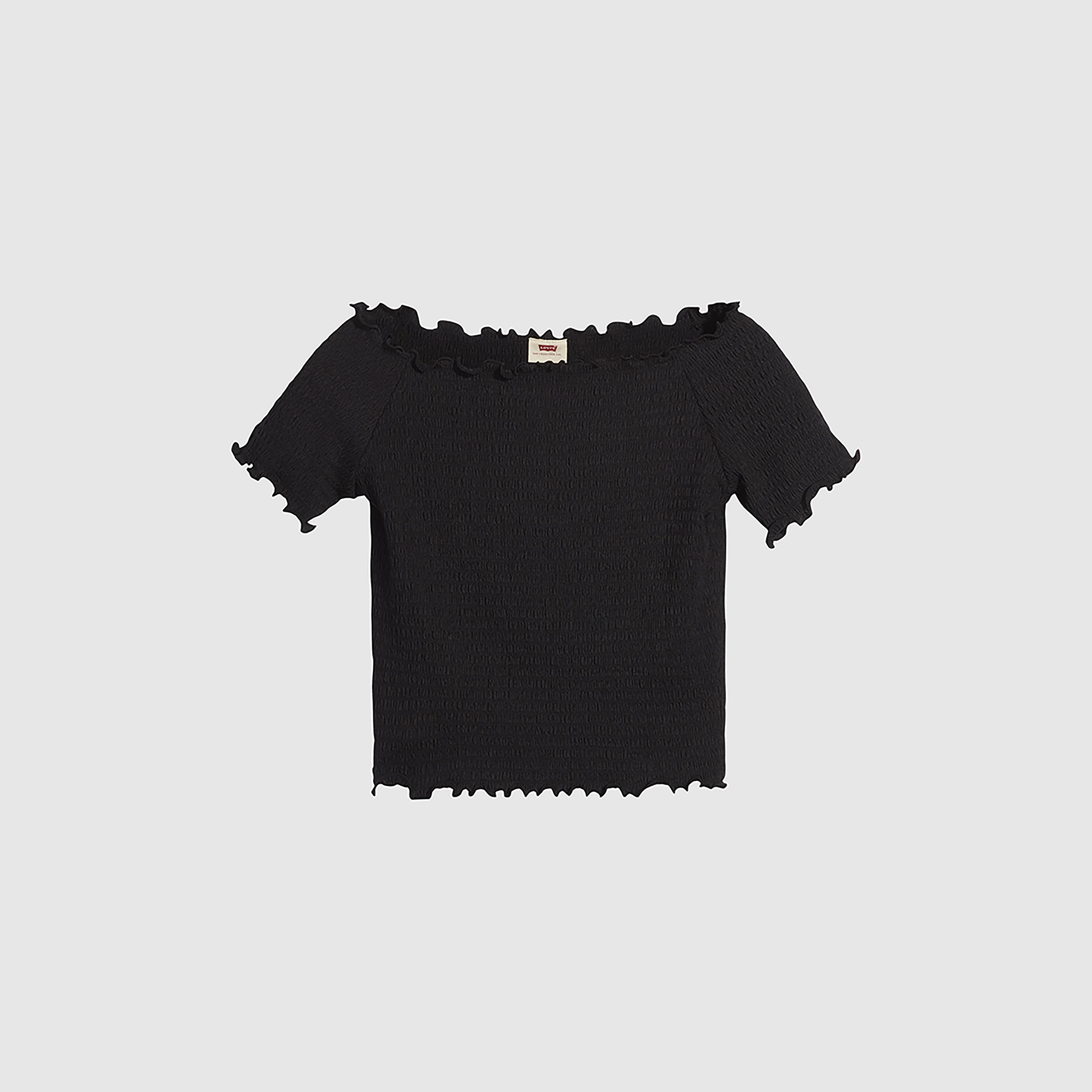 بلوزة من ليفايز برقبة قارب وأكمام قصيرة مع تکسثرد-women-clothing-shirtsandblouses-blouses-image-2