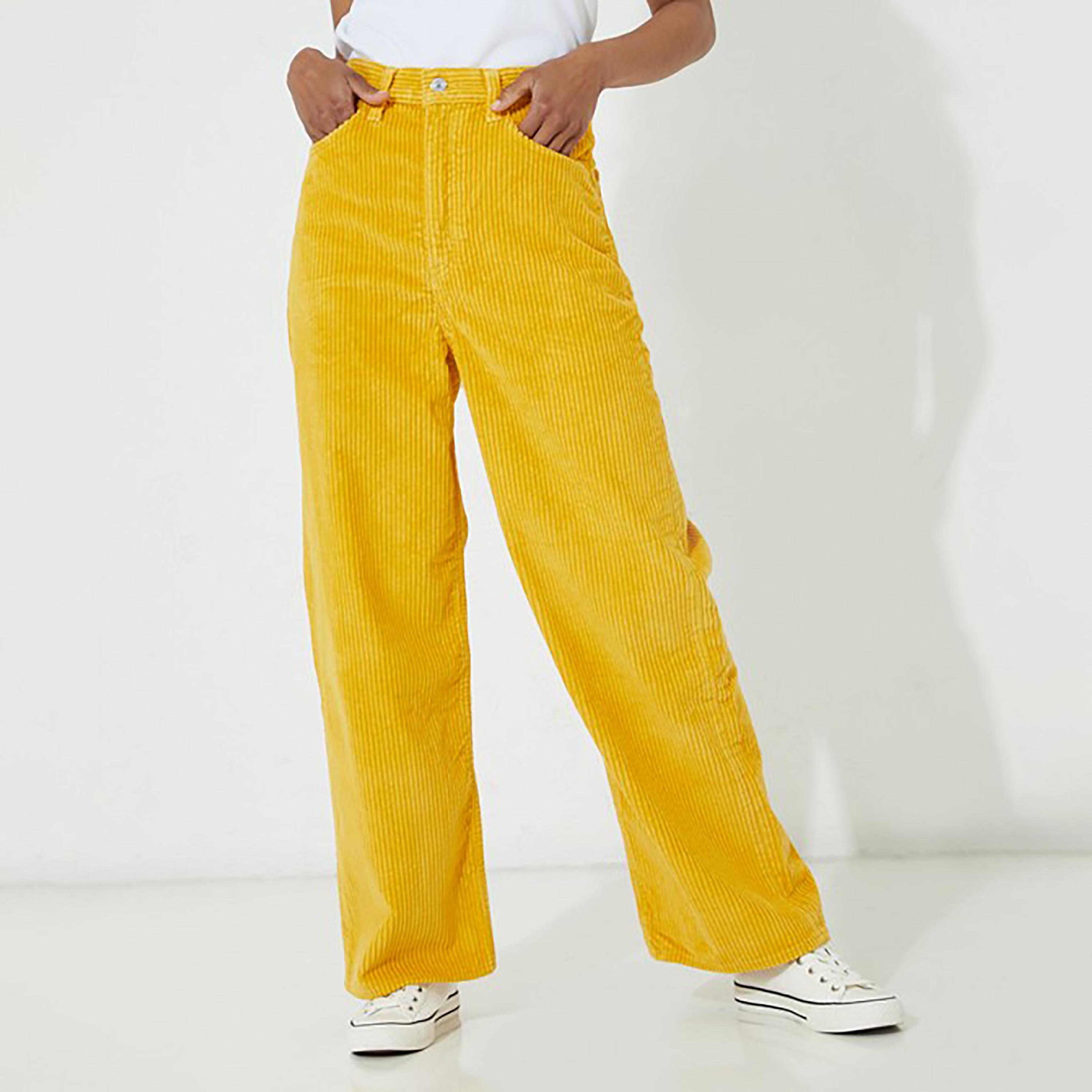 جينز كوردروي من ليفايز بمتوسط الارتفاع مع سليم فت بلون اصفر-women-clothing-bottoms-jeans-image-1