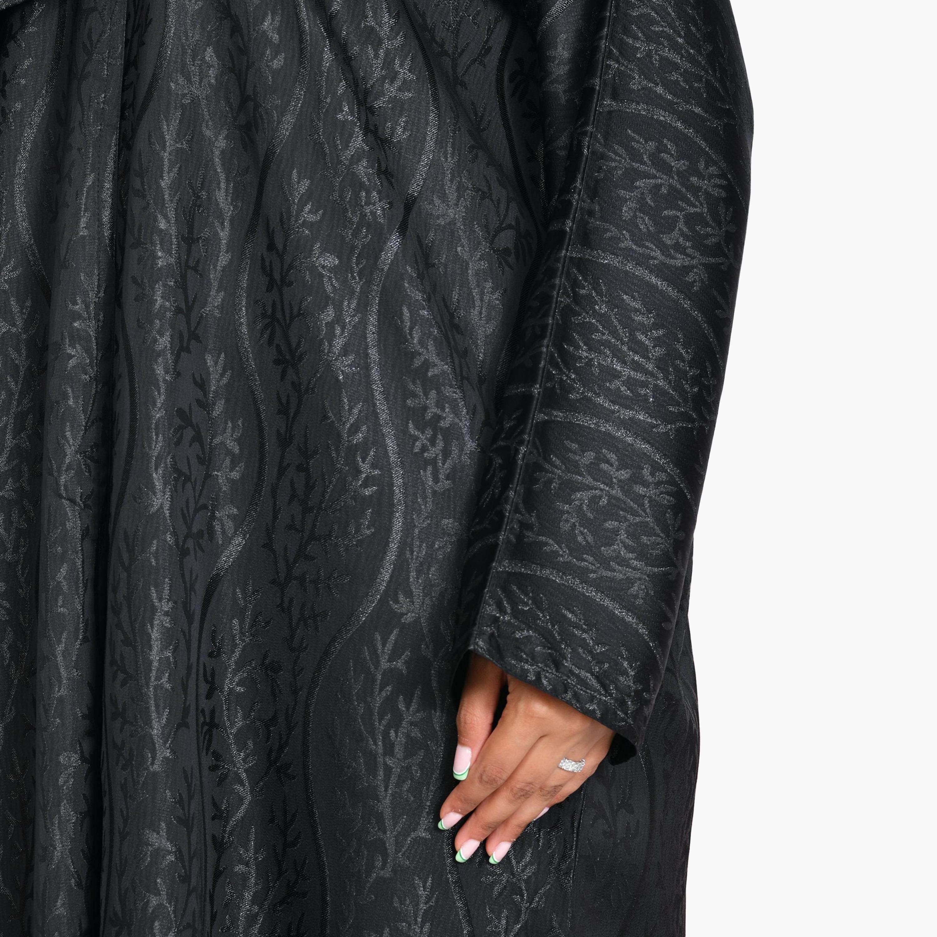 Beyond Abaya Black Jacquard Linen Women's Straight-Cut Abaya-women-arabicclothing-abayas-image-3