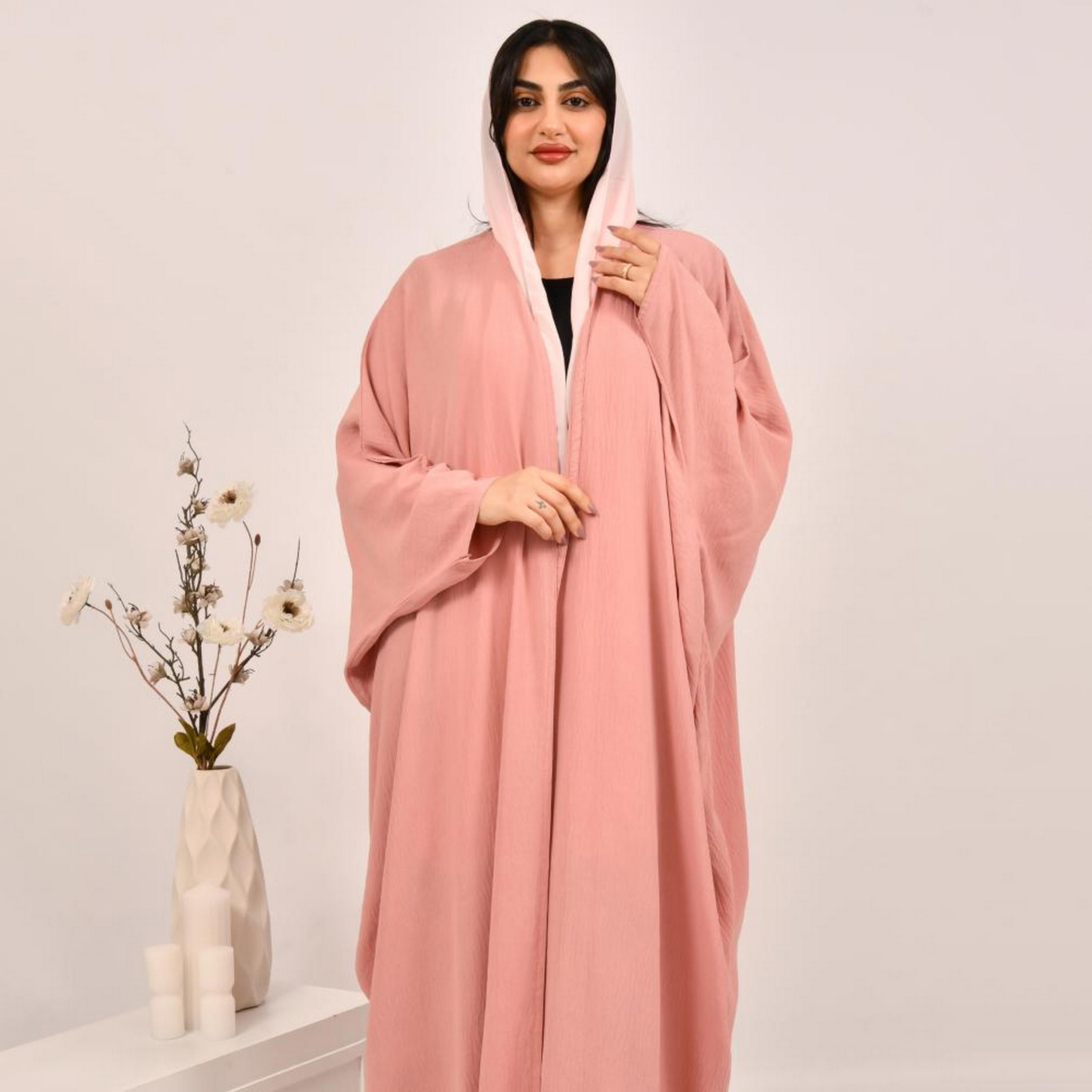 عباية بيشت جاكار باللون الوردي مع حجاب من بيوند عباية-women-arabicclothing-abayas-image-2