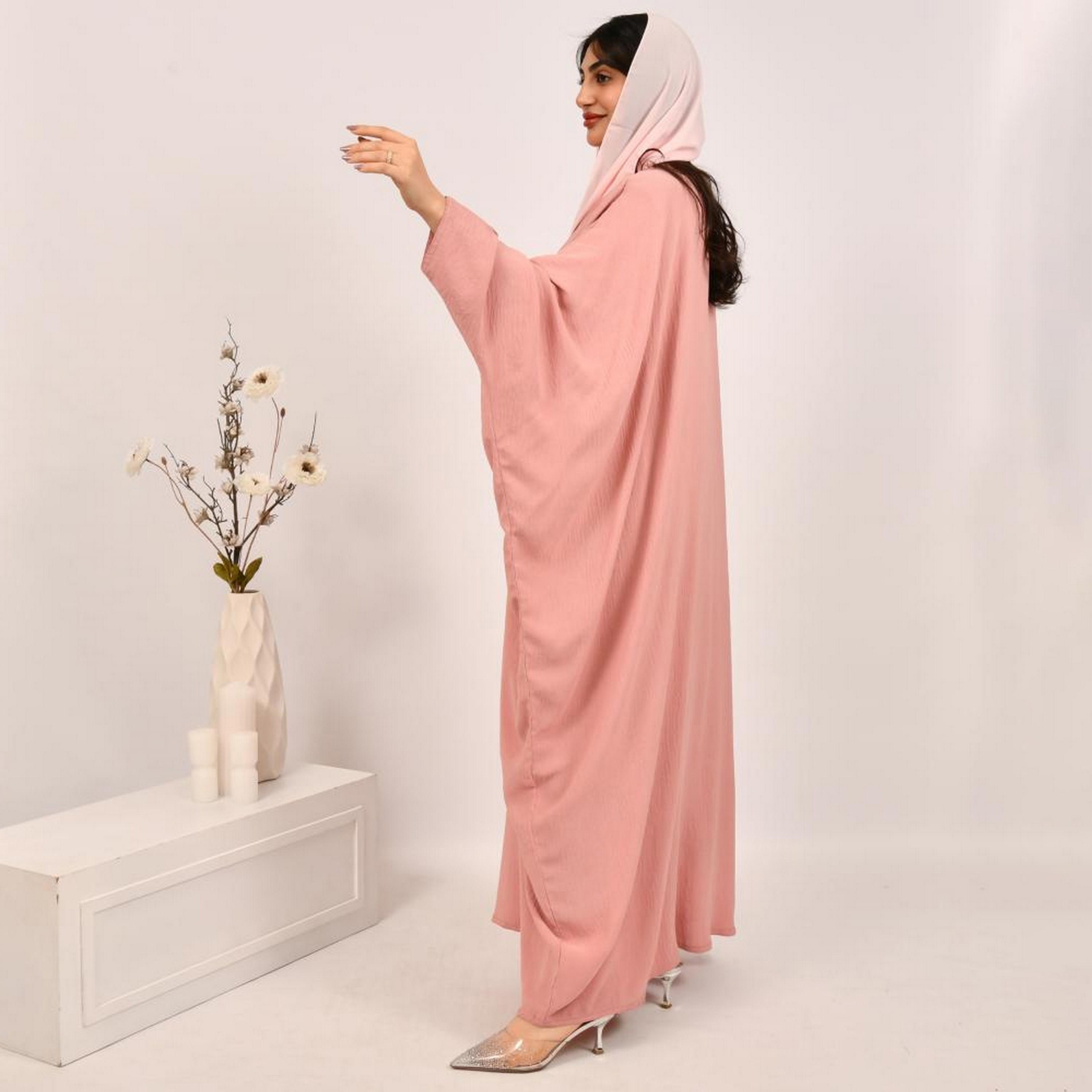 عباية بيشت جاكار باللون الوردي مع حجاب من بيوند عباية-women-arabicclothing-abayas-image-5