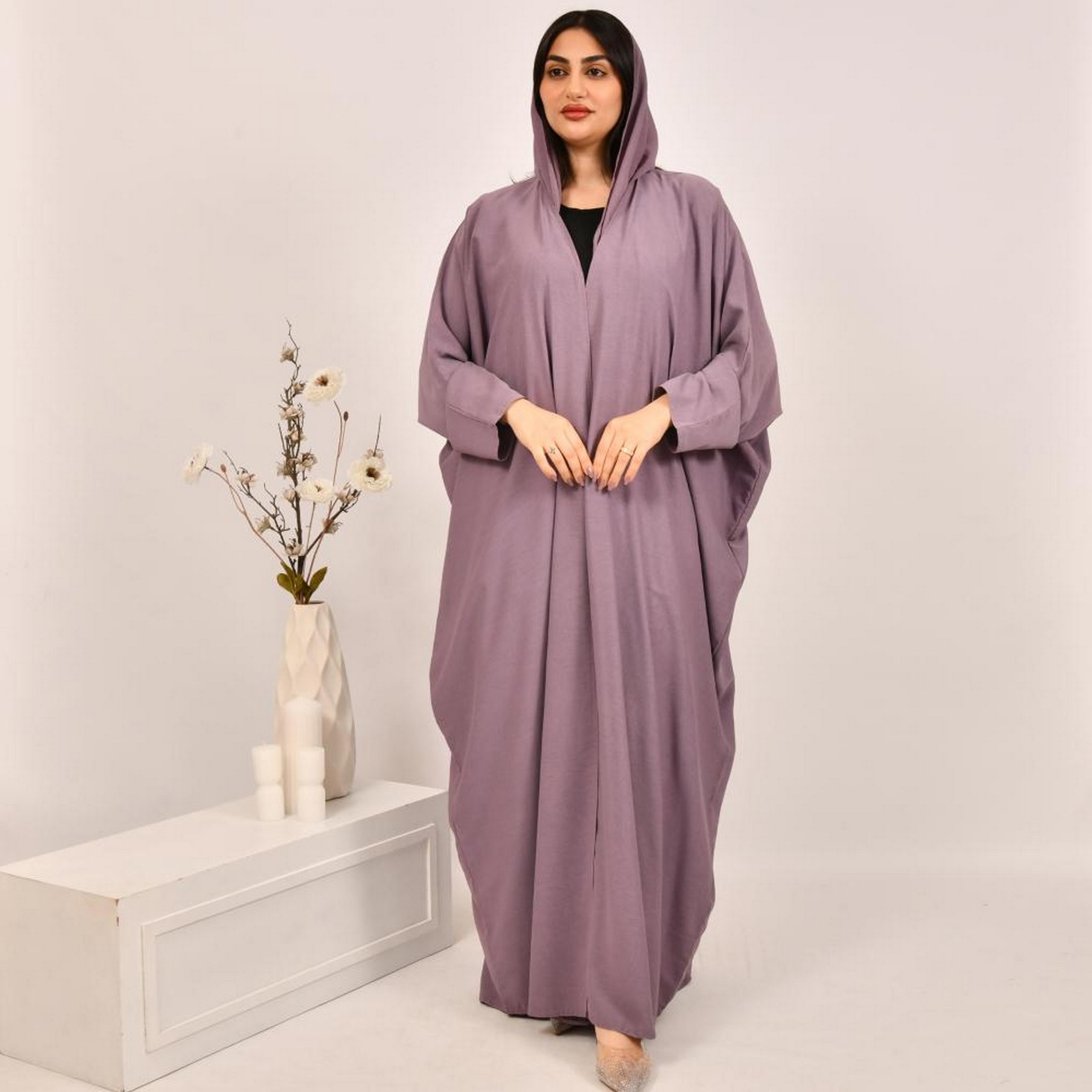 عباية بيشت جاكار مزخرف باللون البنفسجي مع حجاب من بيوند عباية-women-arabicclothing-abayas-image-1