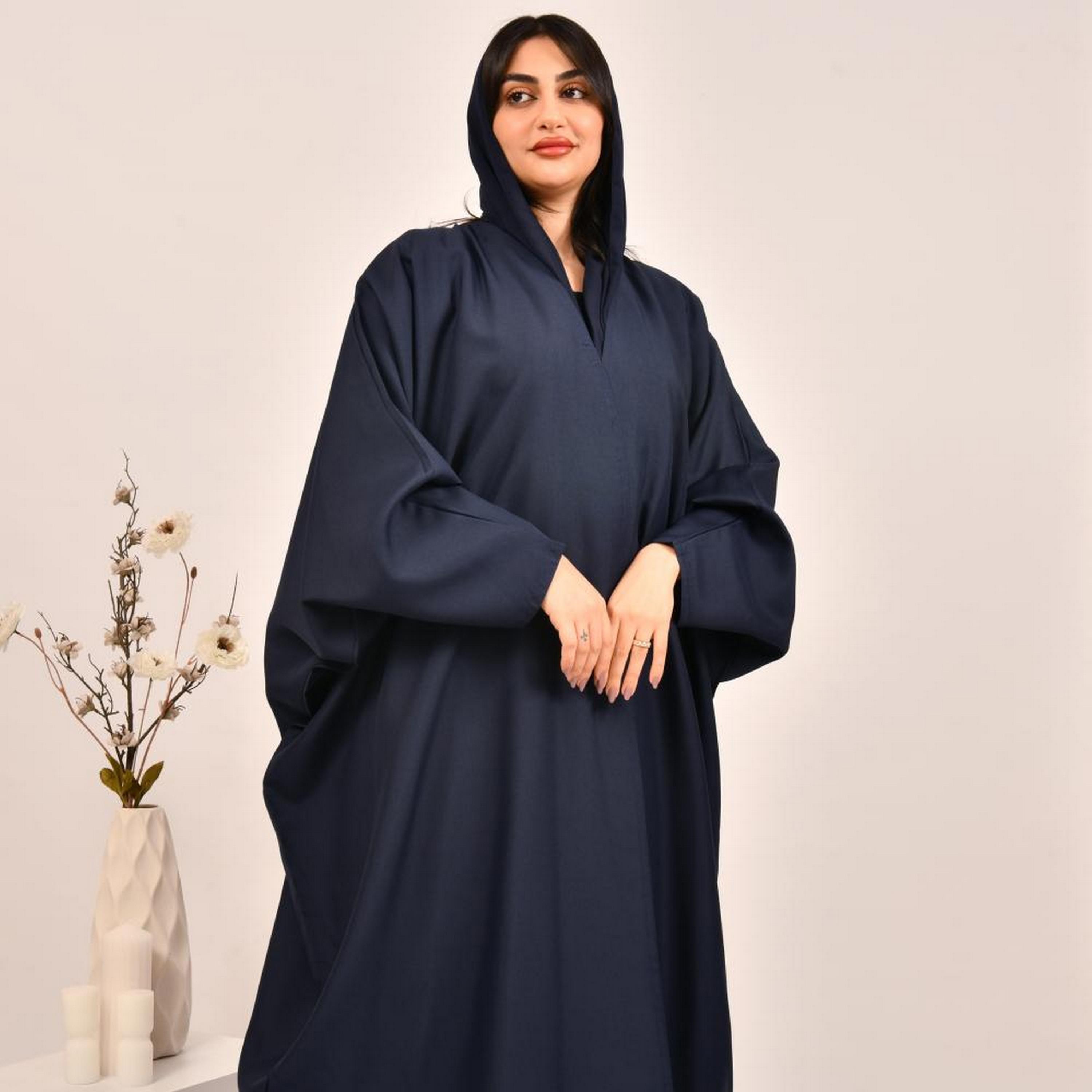 عباية بيشت من الكريب الأزرق الداكن مع حجاب من بيوند عباية-women-arabicclothing-prayerclothing-image-2