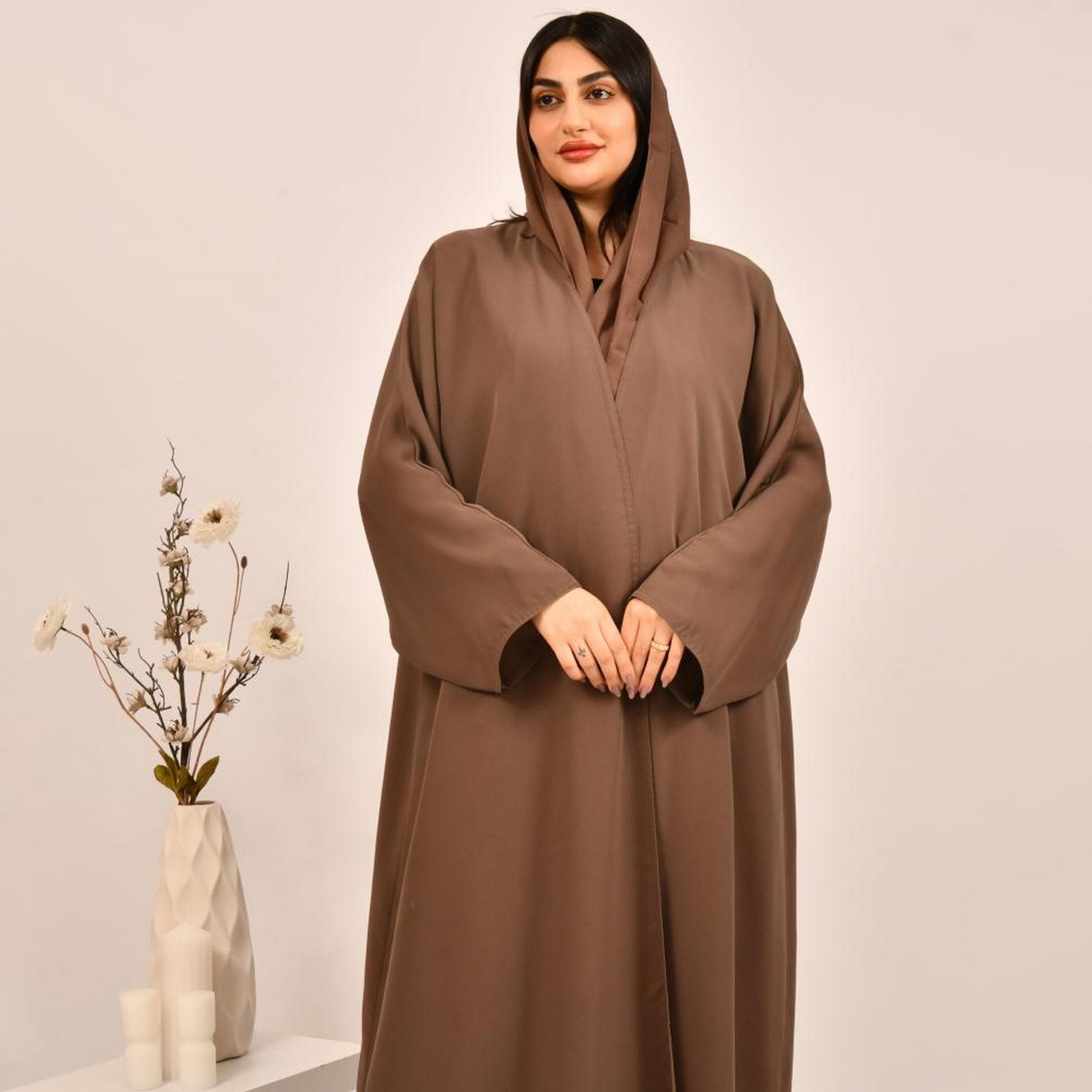 Beyond Abaya Brown Linen Women's Abaya with Hijab-women-arabicclothing-abayas-image-2