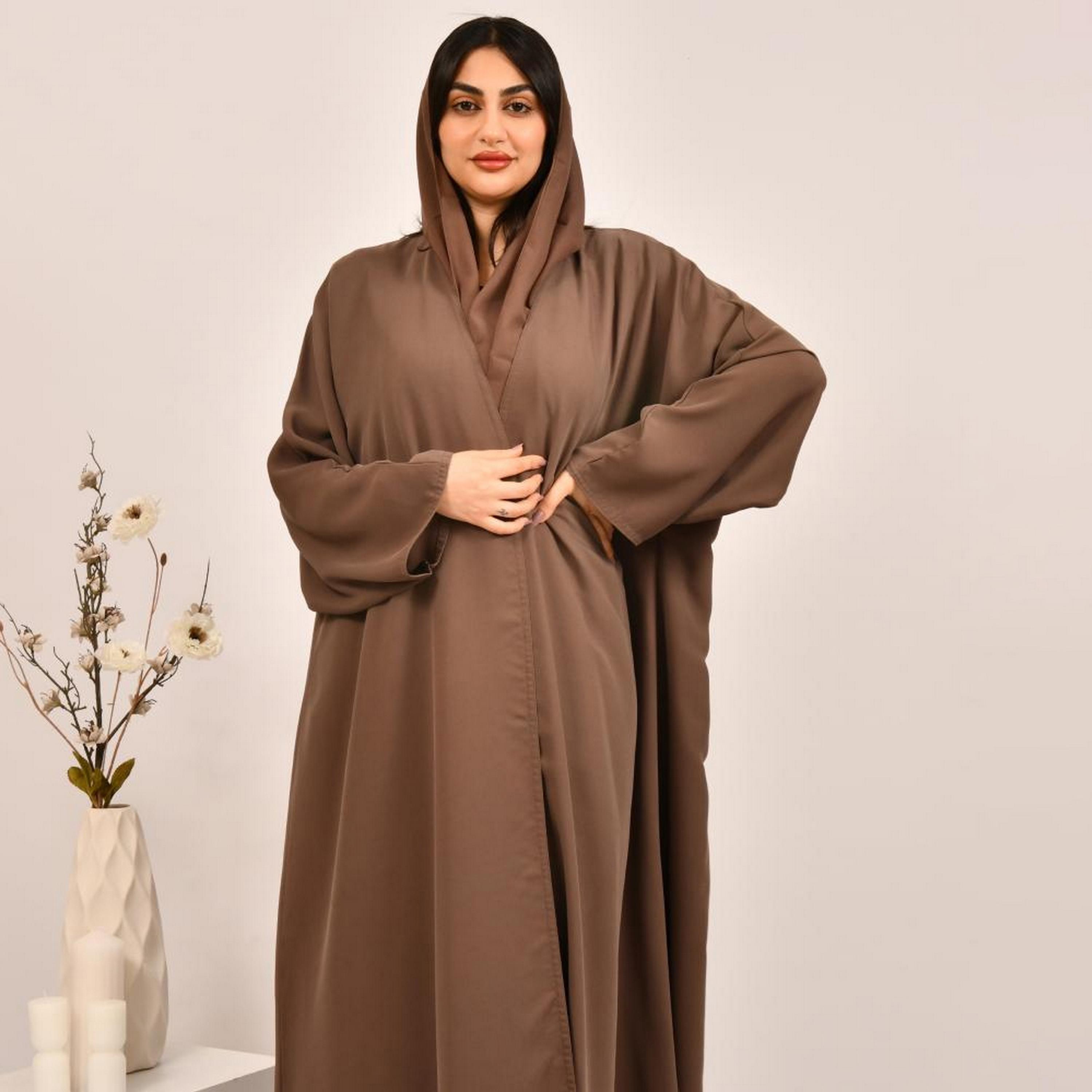 Beyond Abaya Brown Linen Women's Abaya with Hijab-women-arabicclothing-abayas-image-4