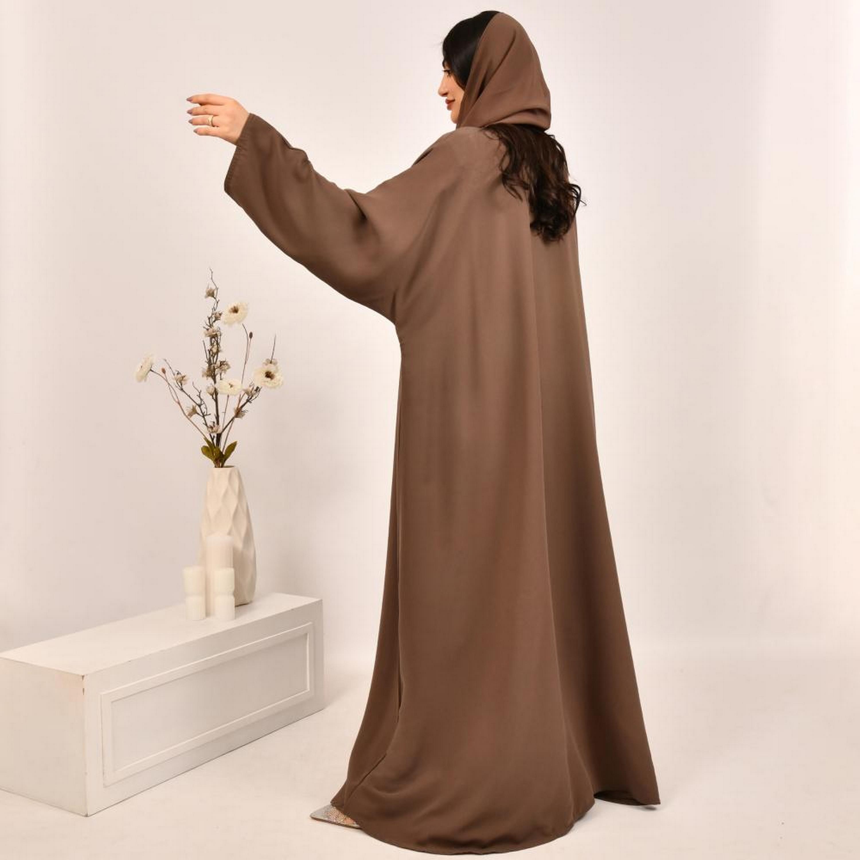 Beyond Abaya Brown Linen Women's Abaya with Hijab-women-arabicclothing-abayas-image-5