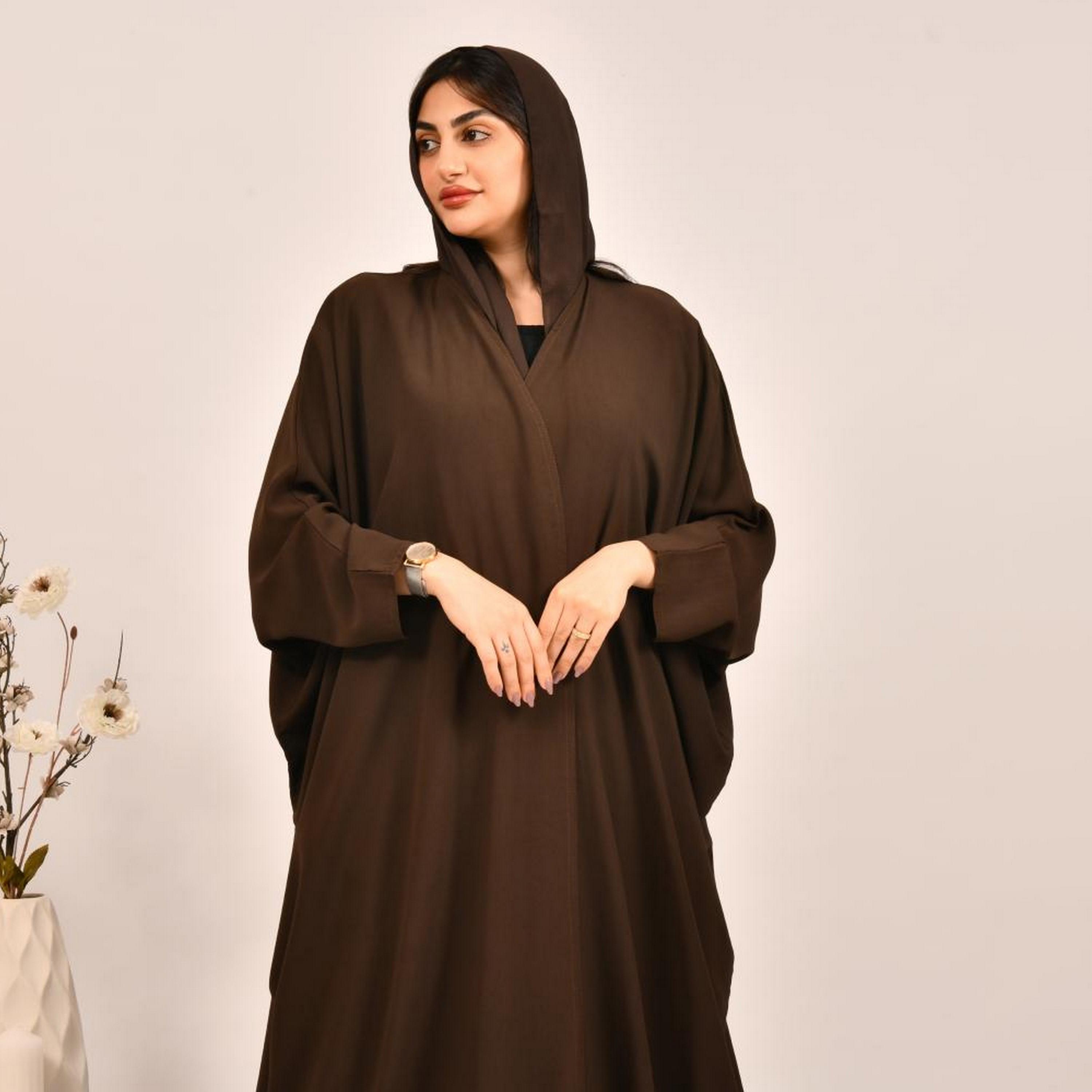 عباية بيشت من الكتان البني مع حجاب من بيوند عباية-women-arabicclothing-abayas-image-2