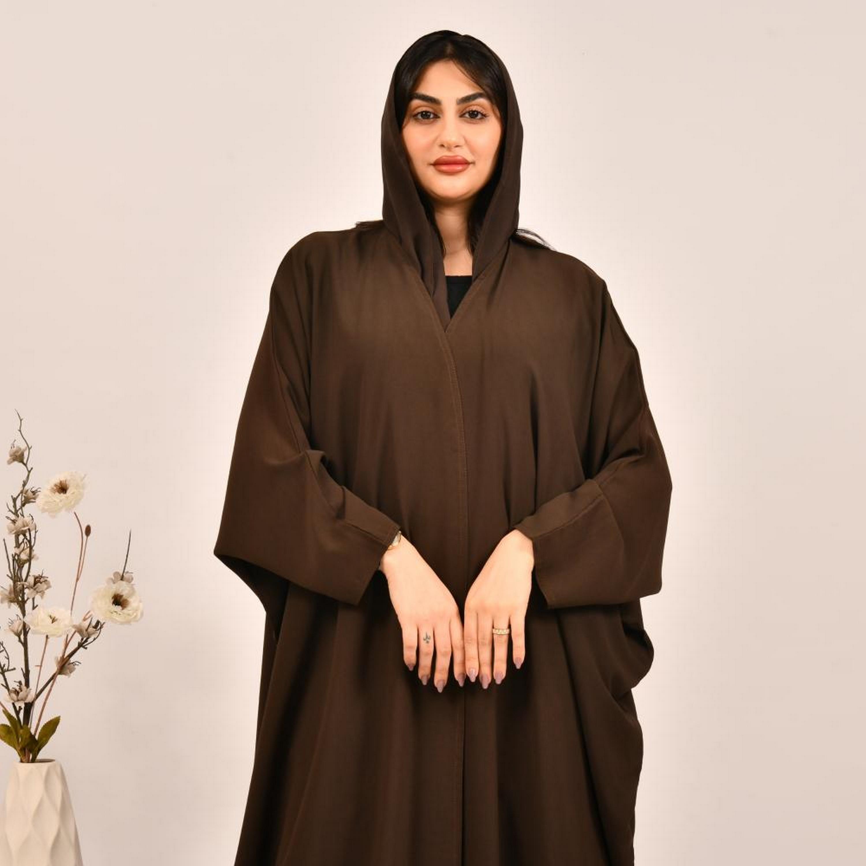 عباية بيشت من الكتان البني مع حجاب من بيوند عباية-women-arabicclothing-abayas-image-3