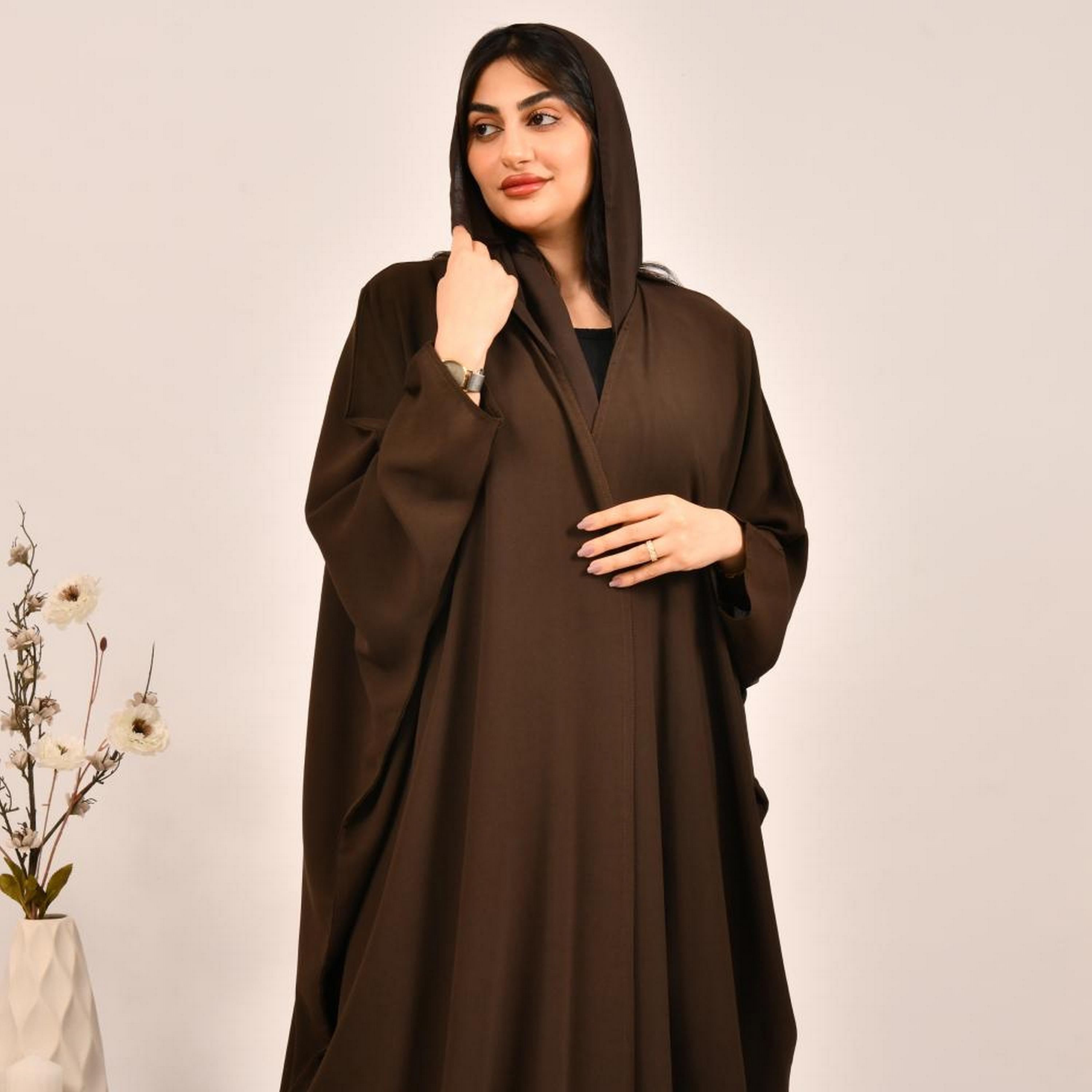 عباية بيشت من الكتان البني مع حجاب من بيوند عباية-women-arabicclothing-abayas-image-4
