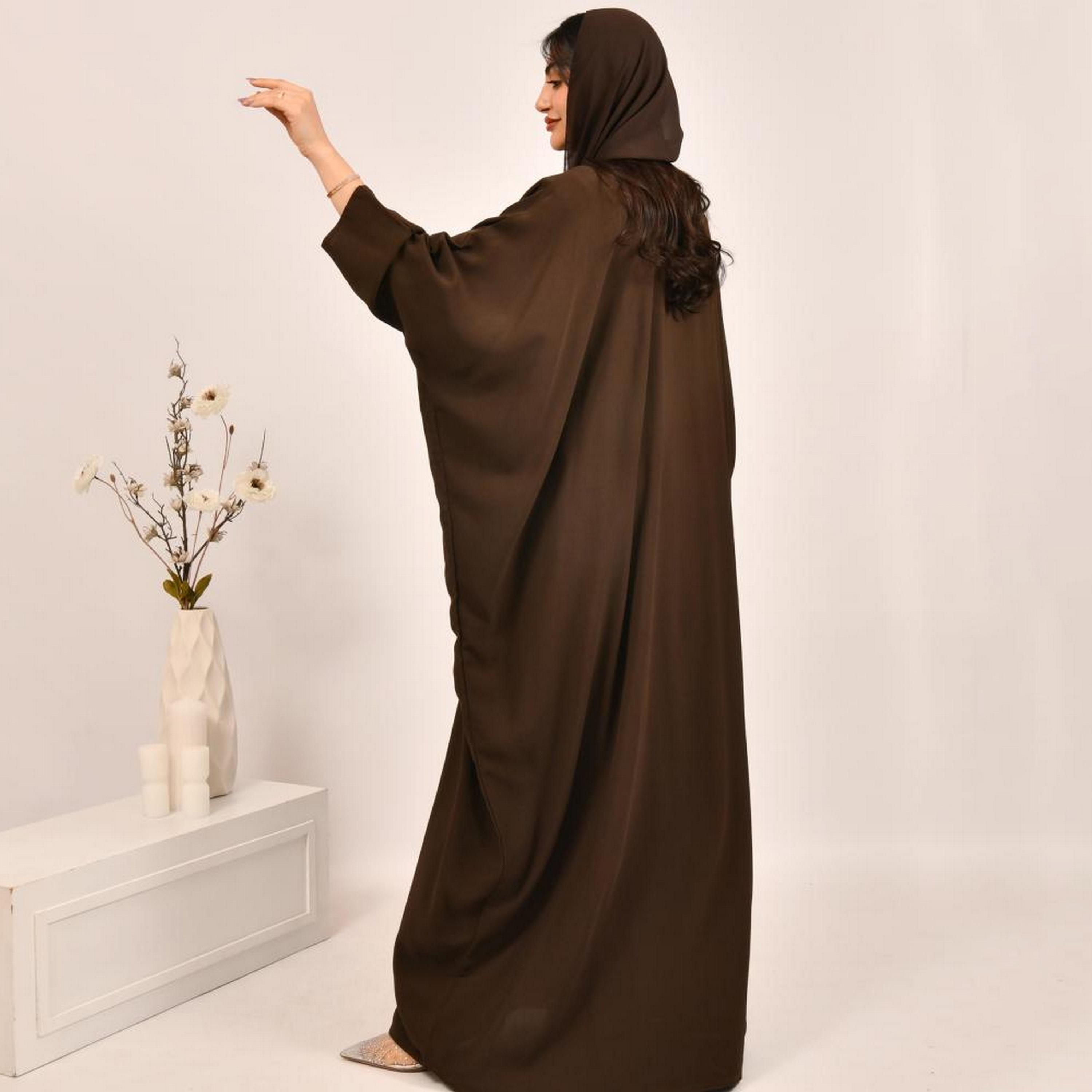 عباية بيشت من الكتان البني مع حجاب من بيوند عباية-women-arabicclothing-abayas-image-5