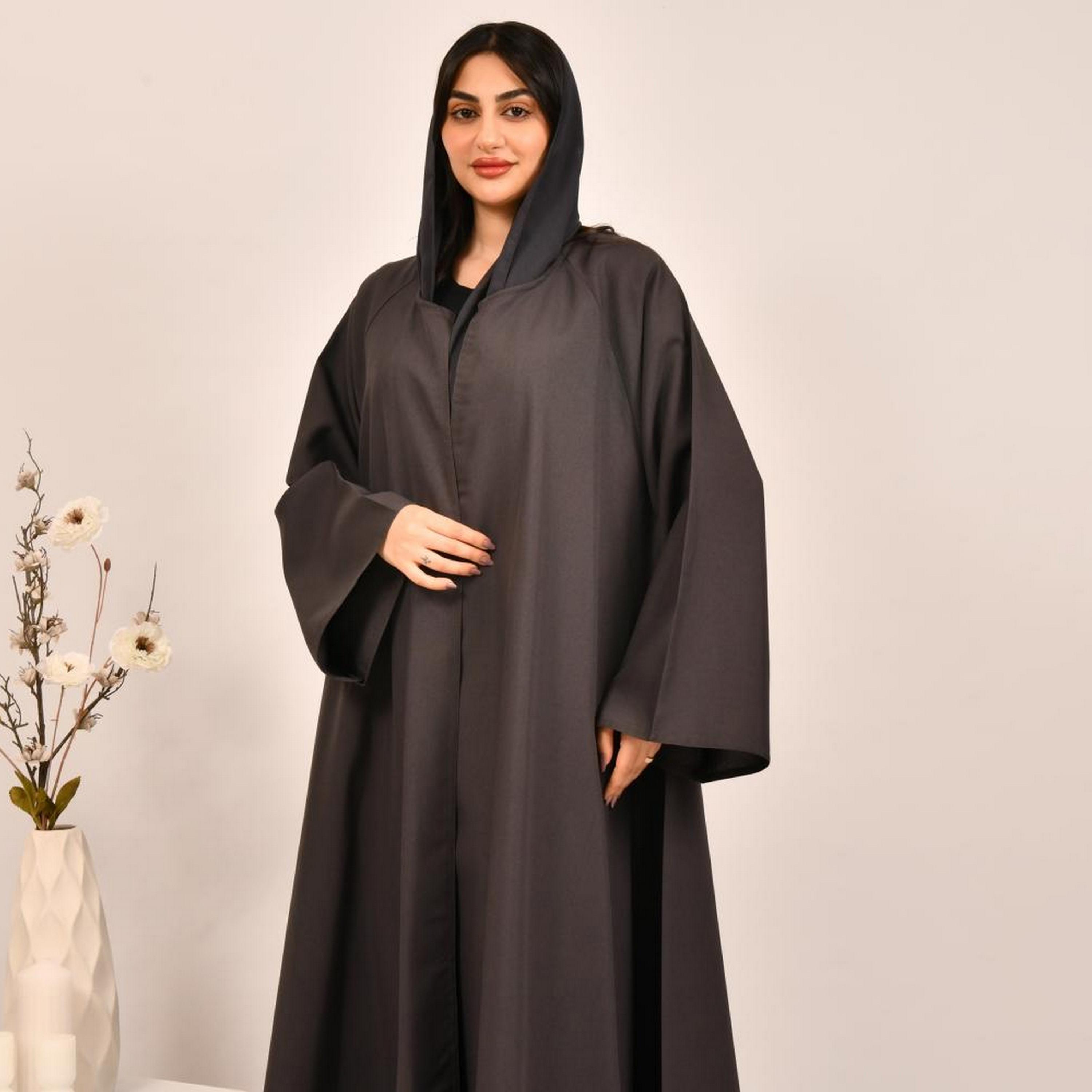عباية كلوش من الكتان البني ذات الأكمام الواسعة مع حجاب من بيوند عباية-women-arabicclothing-abayas-image-2