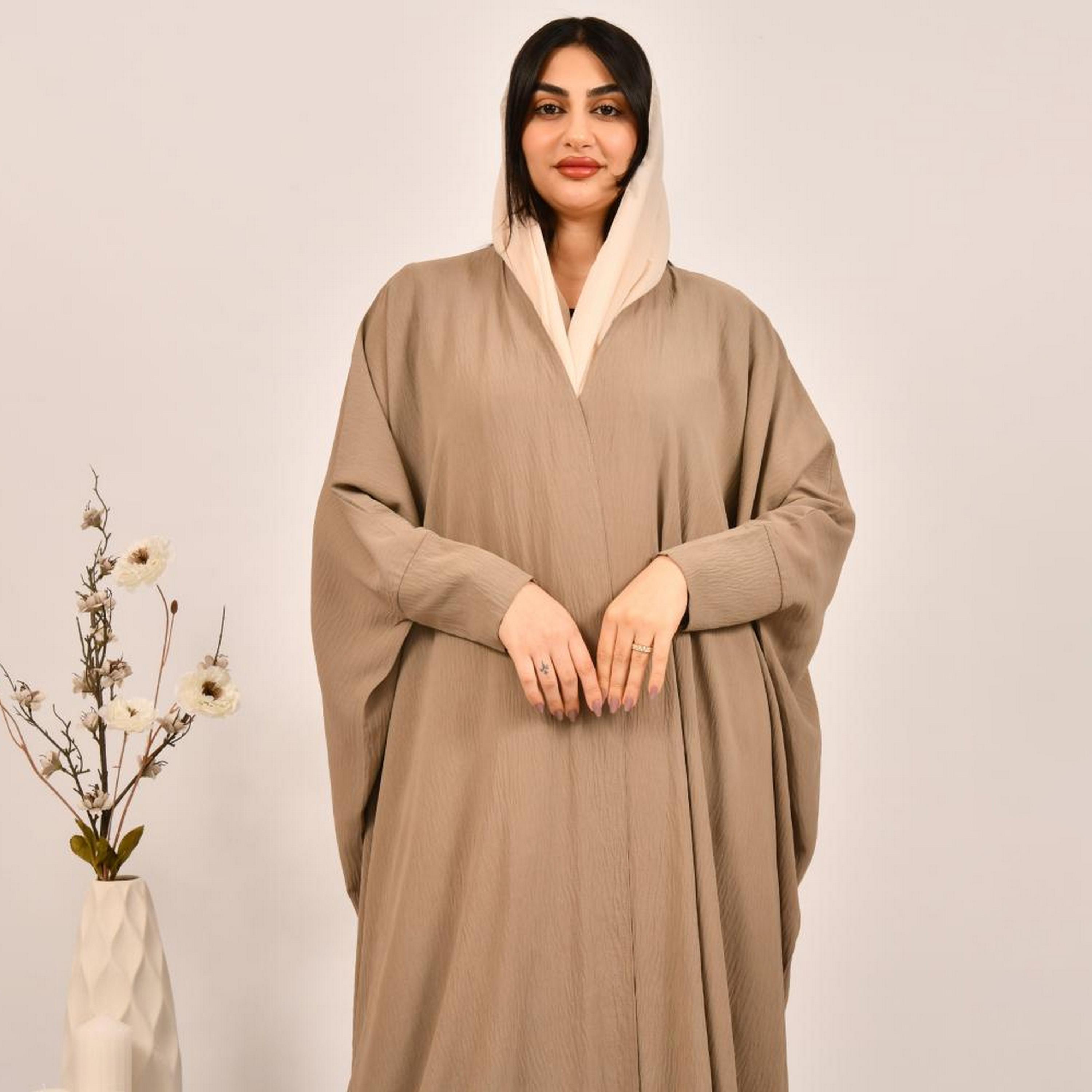 عباية بيشت من الكتان البيج المزخرف مع حجاب من بيوند عباية-women-arabicclothing-abayas-image-3