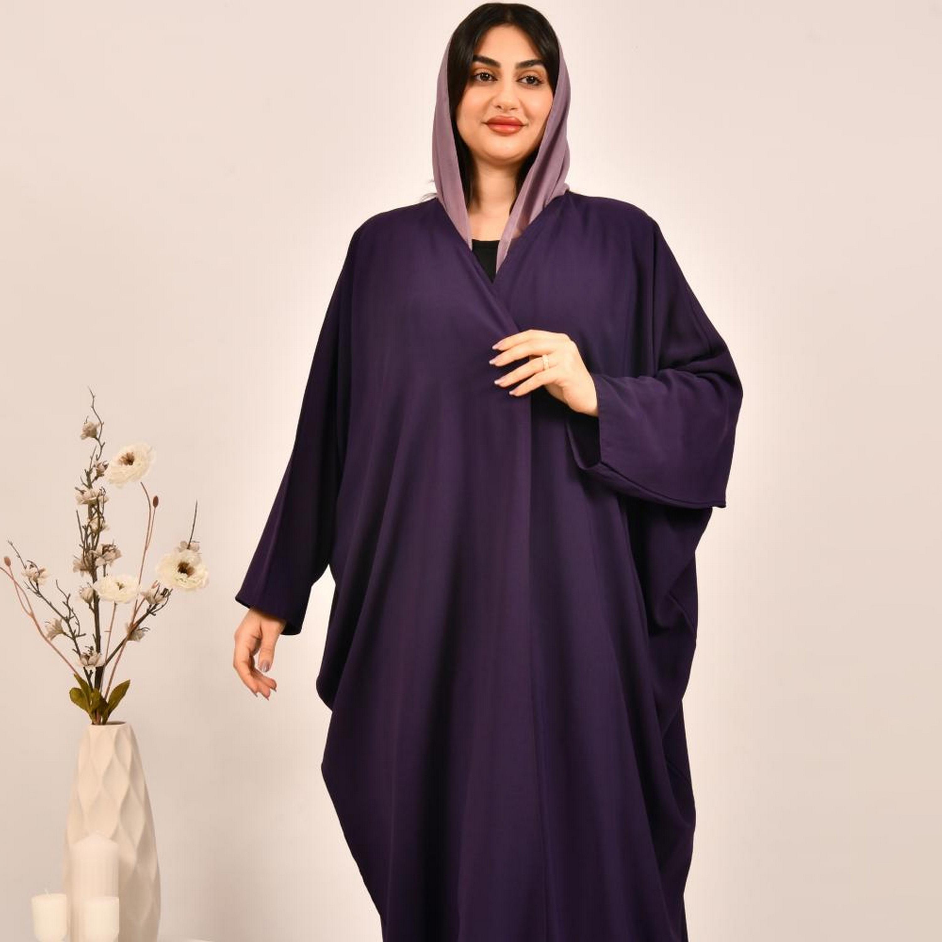 عباية بيشت من الكتان البنفسجي مع حجاب من بيوند عباية-women-arabicclothing-abayas-image-2