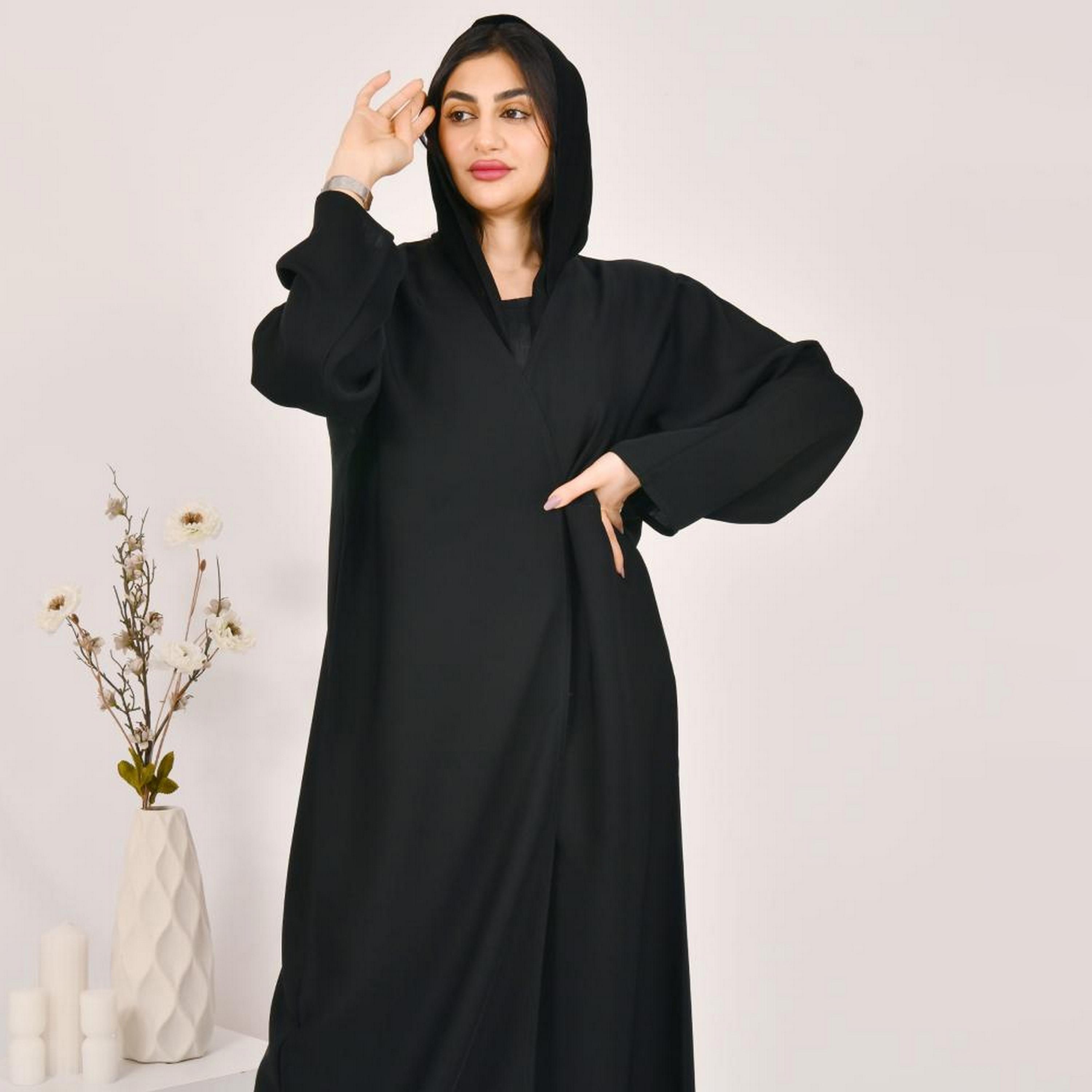 Beyond Abaya Black Linen Women's Abaya with Hijab-women-arabicclothing-abayas-image-2