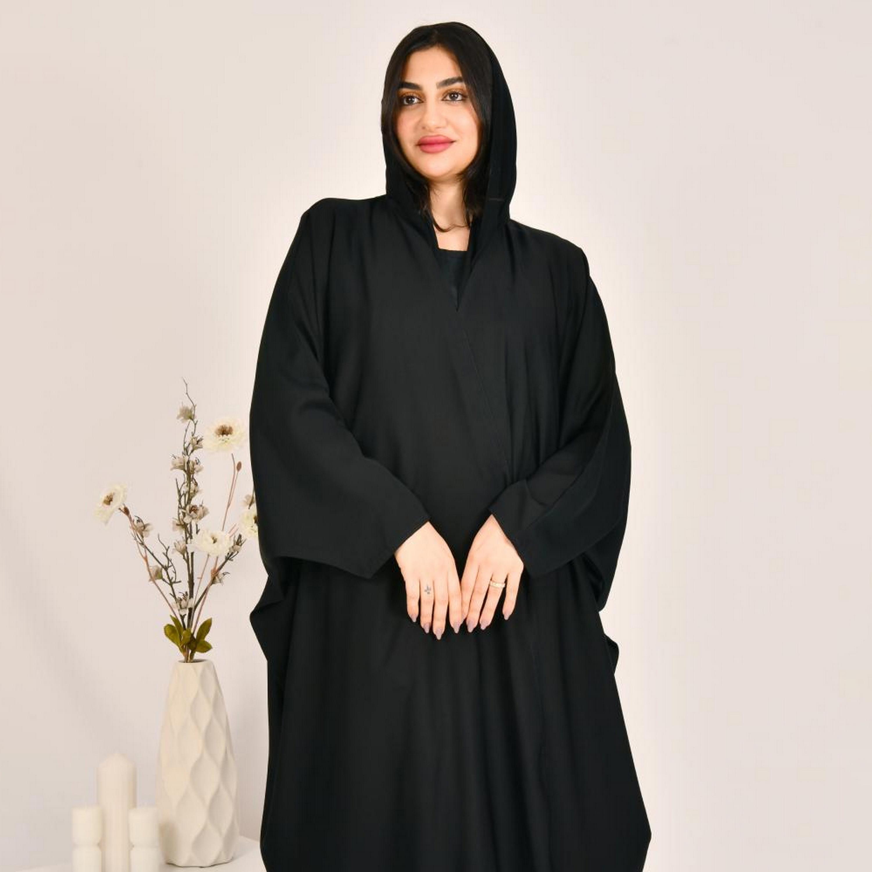 Beyond Abaya Black Linen Women's Bisht Abaya with Hijab-women-arabicclothing-prayerclothing-image-2