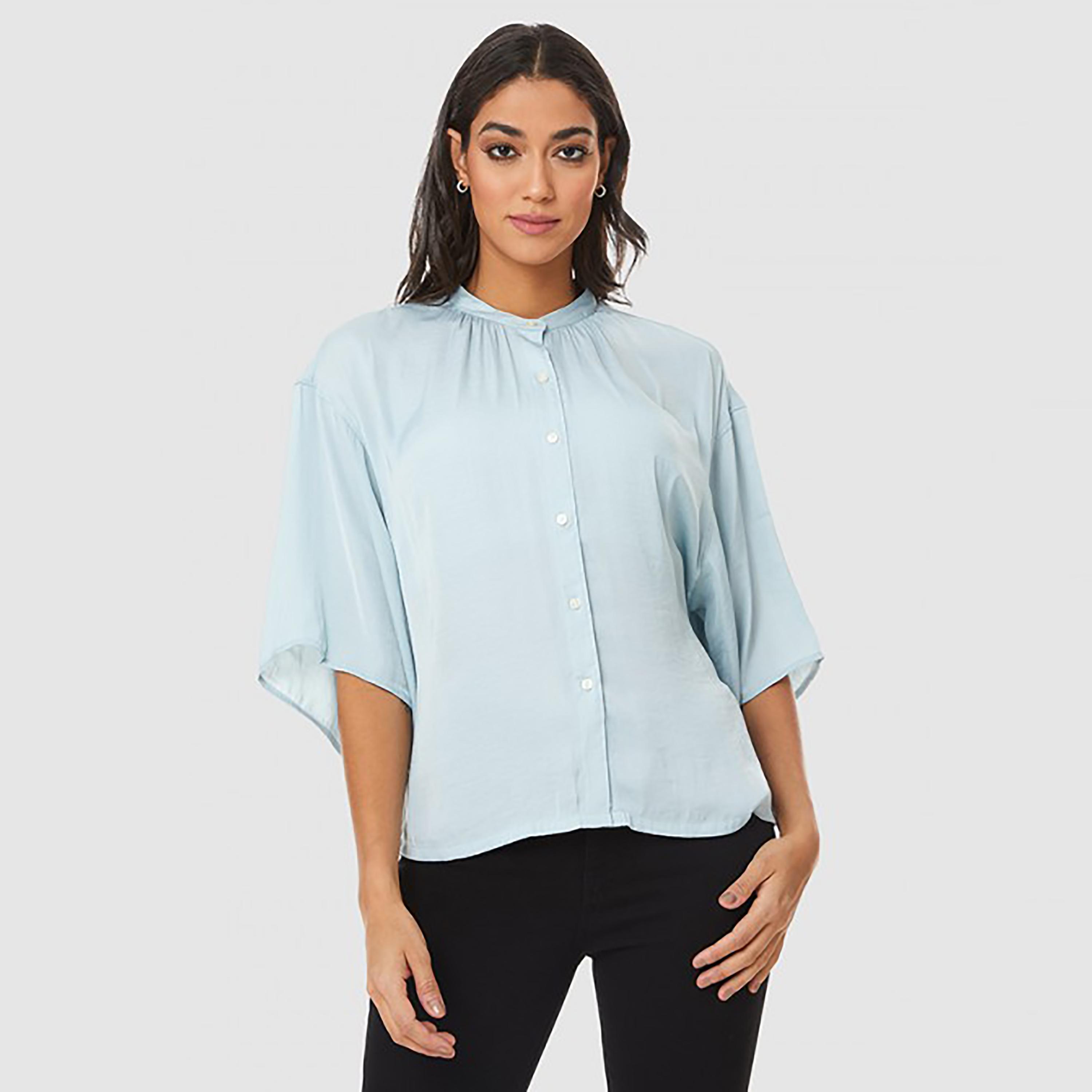 Levi's Plain Mandarin Neck Three-Quarter Sleeves Blouse-women-clothing-shirtsandblouses-blouses-image-1