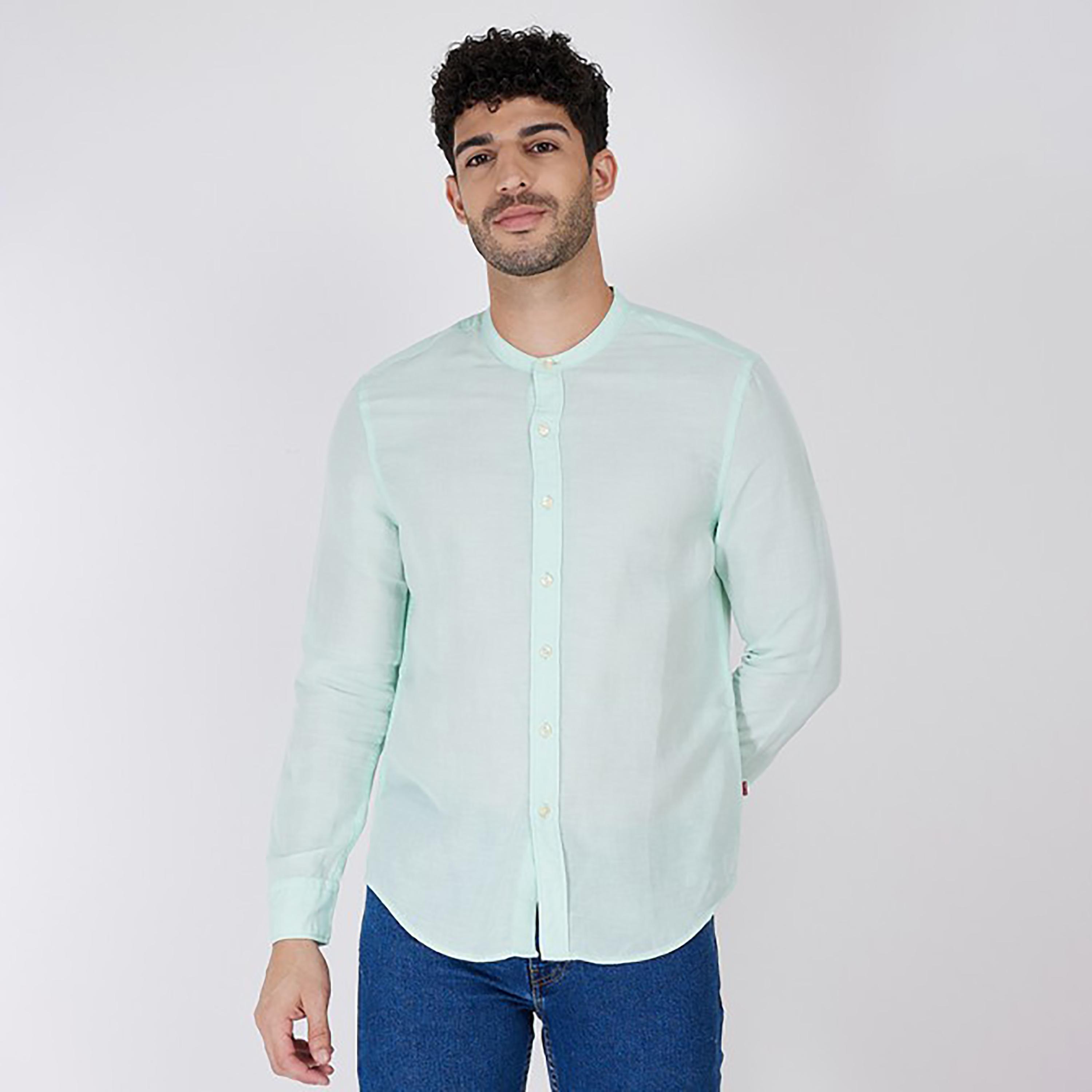 Levi's Plain Mandarin Neck Long Sleeves Casual Shirt-men-clothing-shirts-image-1