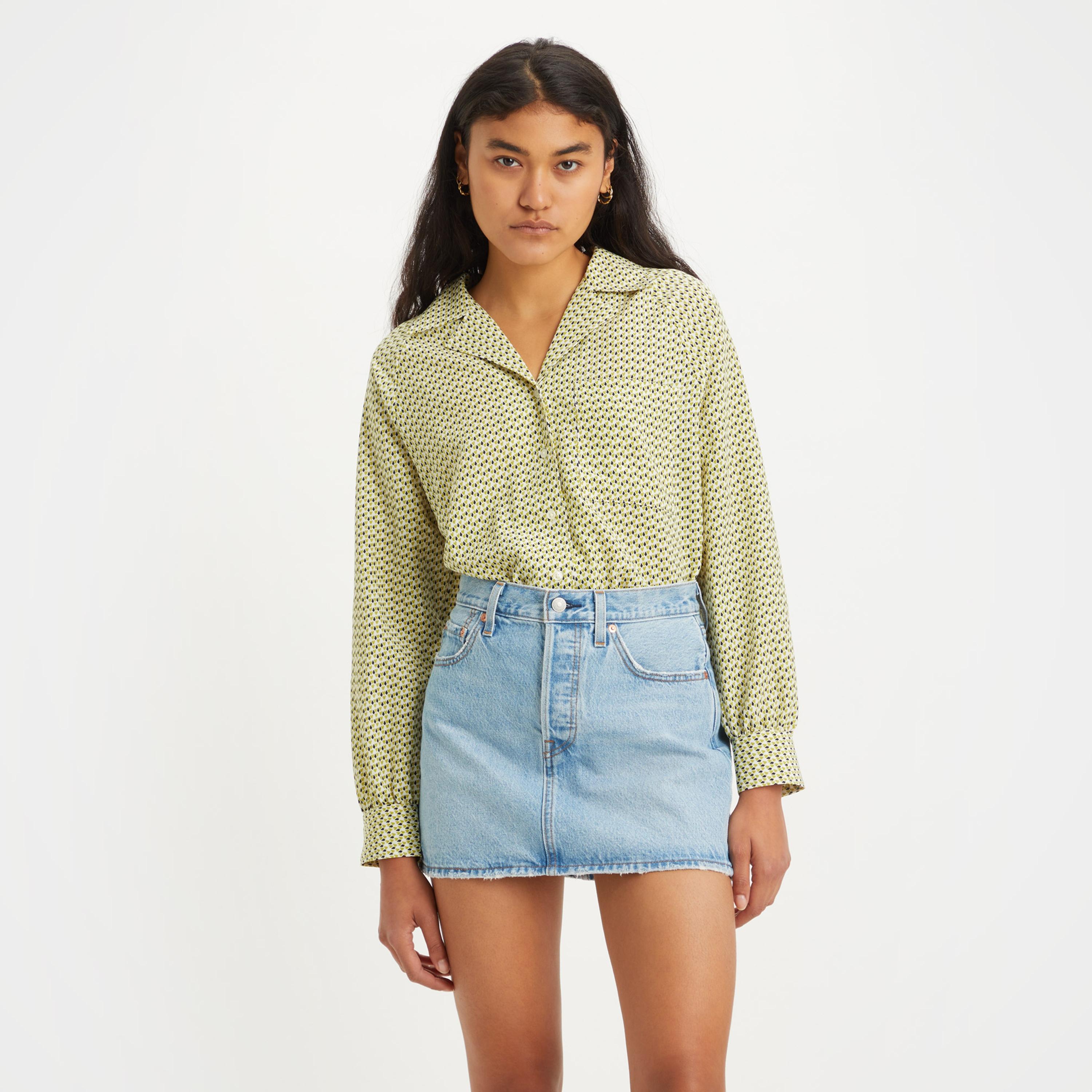 Levi's Printed Cuban Collar Long Sleeves Top with Patch Pocket-women-clothing-shirtsandblouses-blouses-image-2