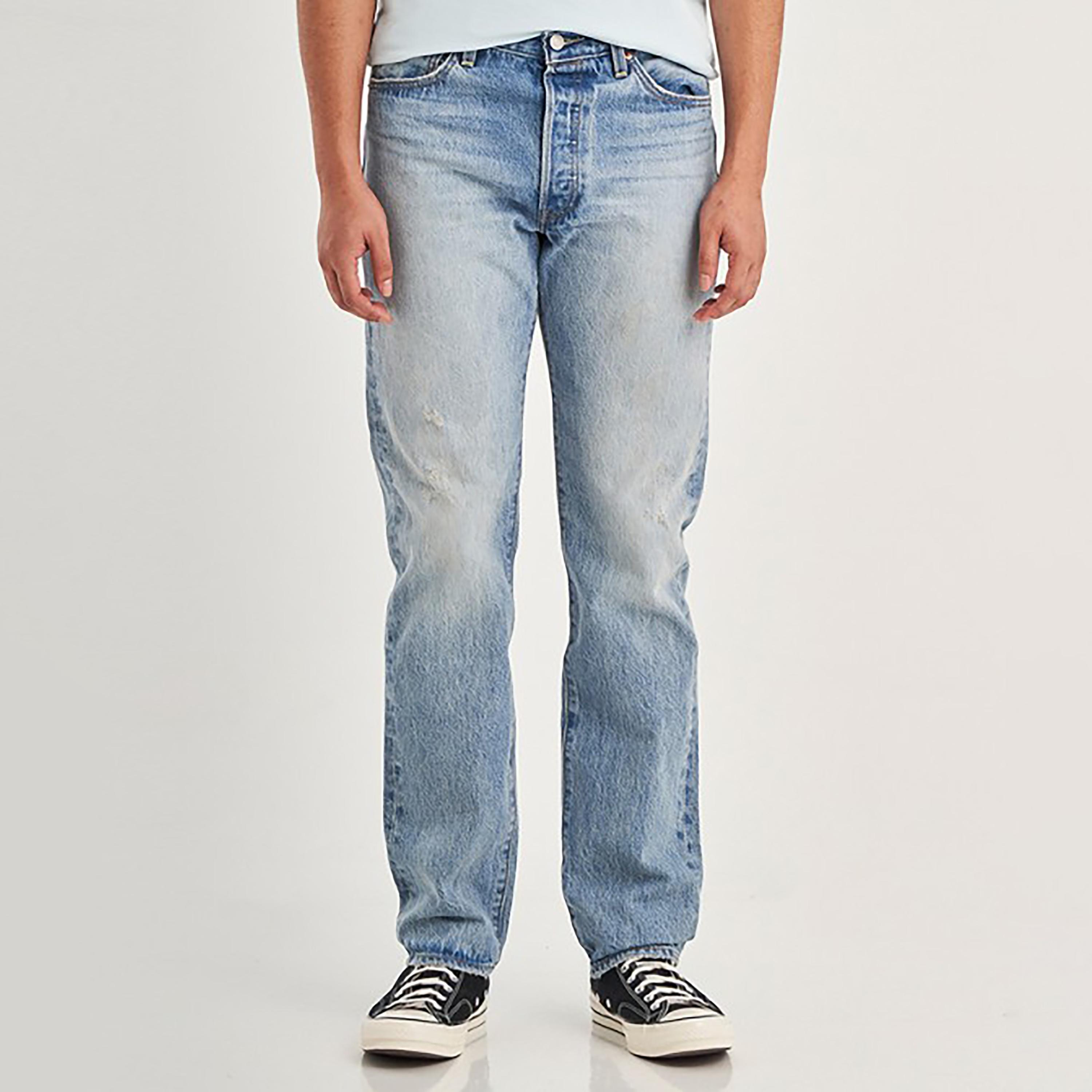 Levi's 501 Blue Straight Fit Mid-Rise Pocket Detail Jeans-men-clothing-bottoms-jeans-image-1