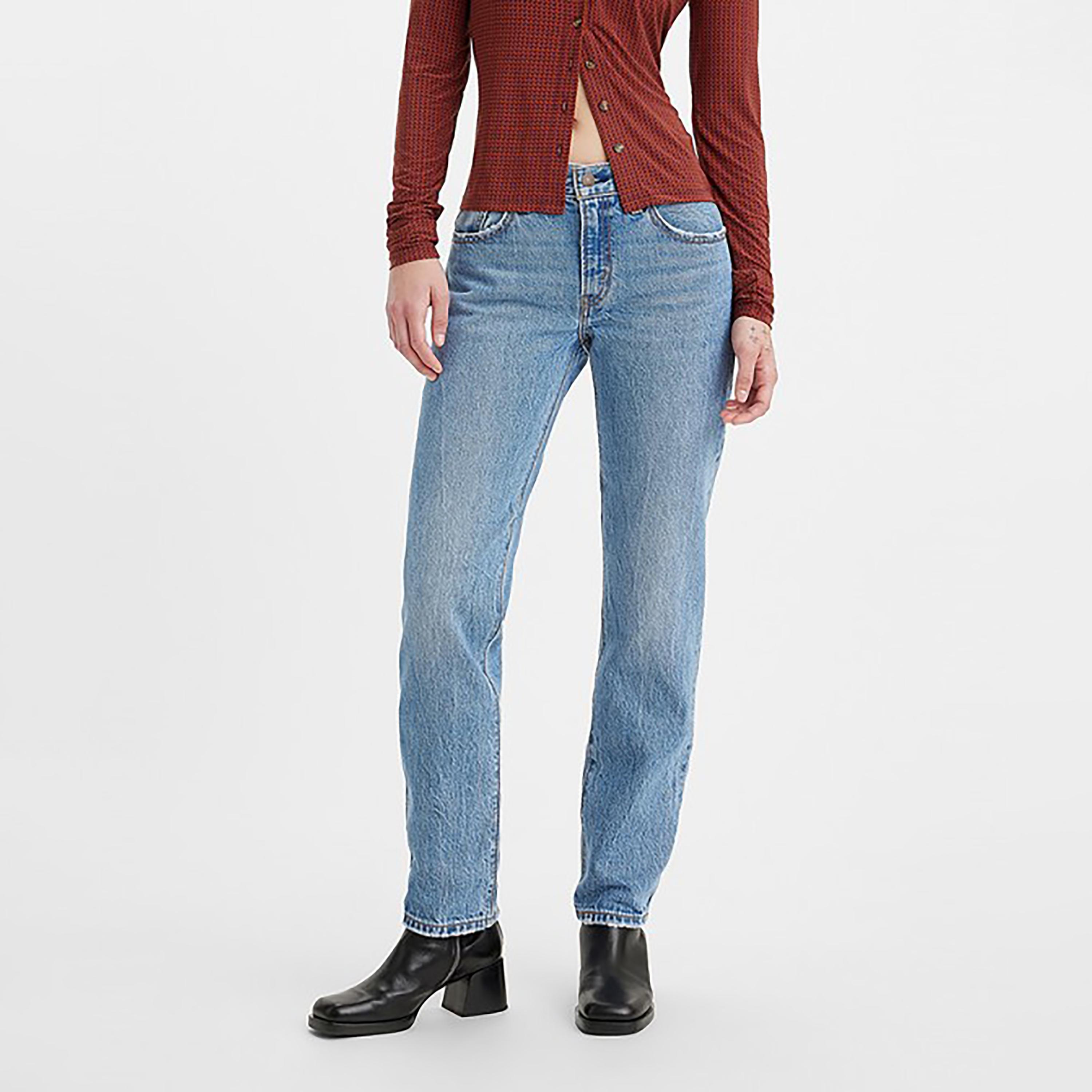 Levi's Blue Straight Fit Mid-Rise Pocket Detail Jeans-women-clothing-bottoms-jeans-image-1