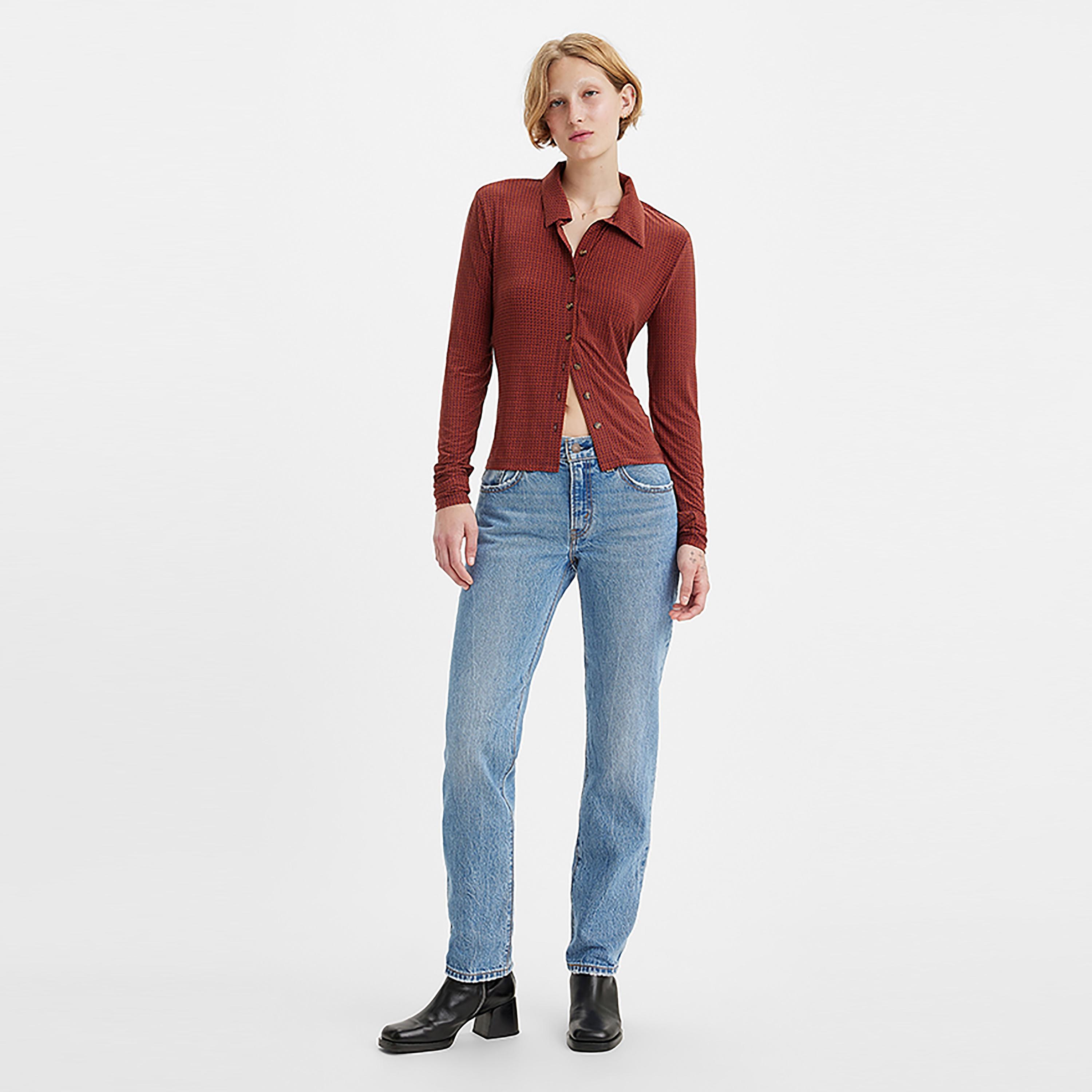 Levi's Blue Straight Fit Mid-Rise Pocket Detail Jeans-women-clothing-bottoms-jeans-image-2