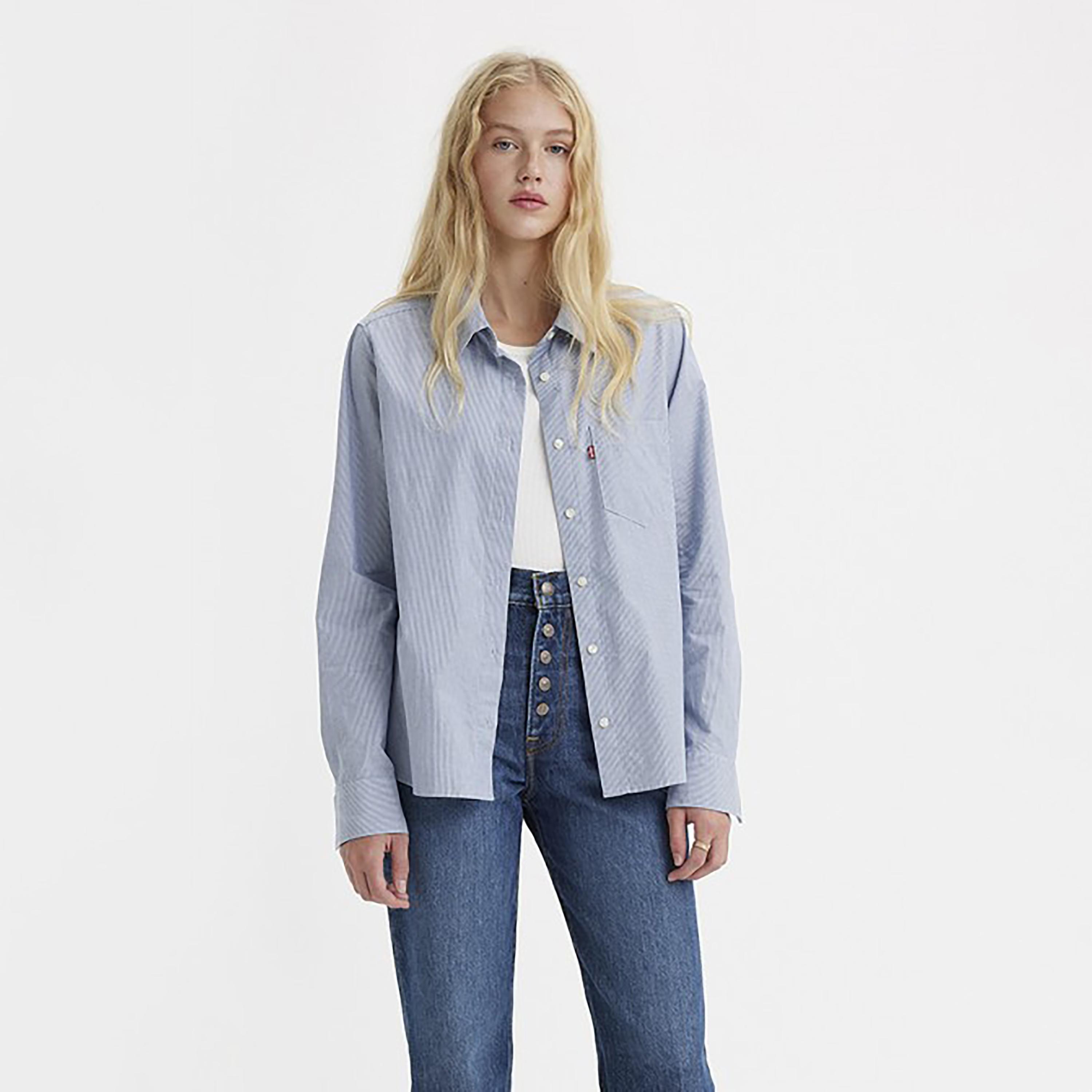 Levi's Striped Collared Long Sleeves Casual Shirt-women-clothing-shirtsandblouses-shirts-image-1