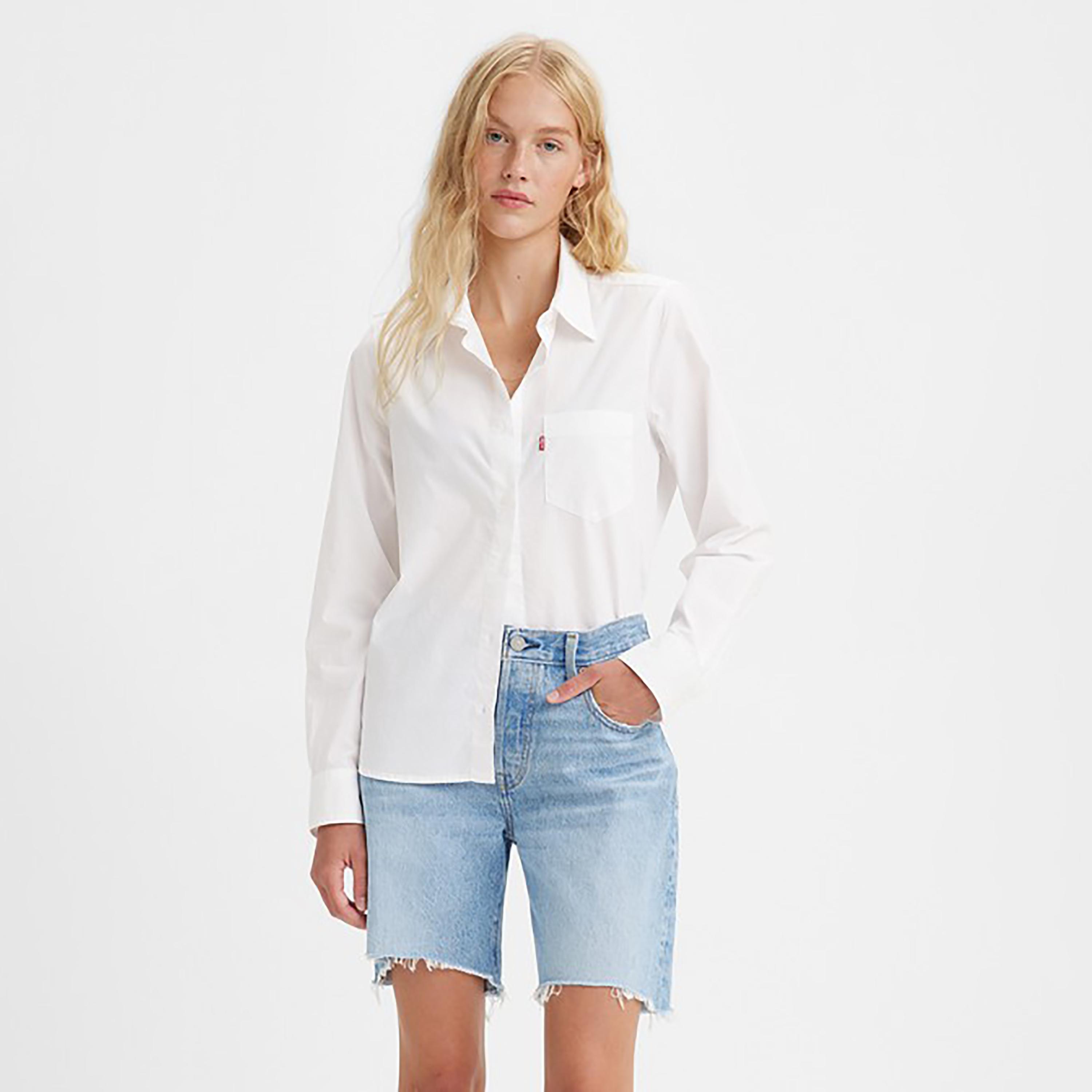 Levi's Plain Collared Long Sleeves Casual Shirt-women-clothing-shirtsandblouses-shirts-image-1