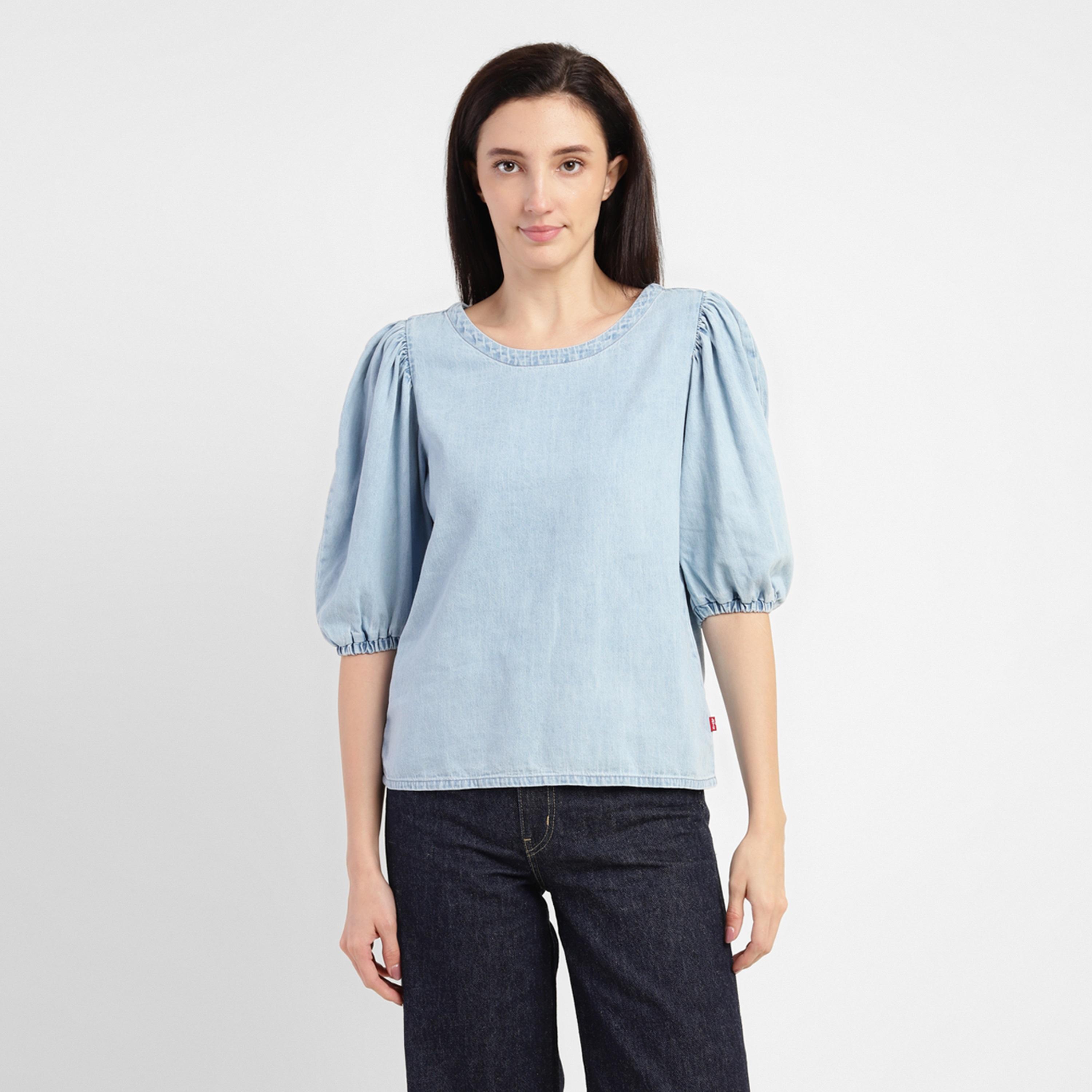 Levi's Plain Round Neck Puff Sleeves Top-women-clothing-shirtsandblouses-blouses-image-1