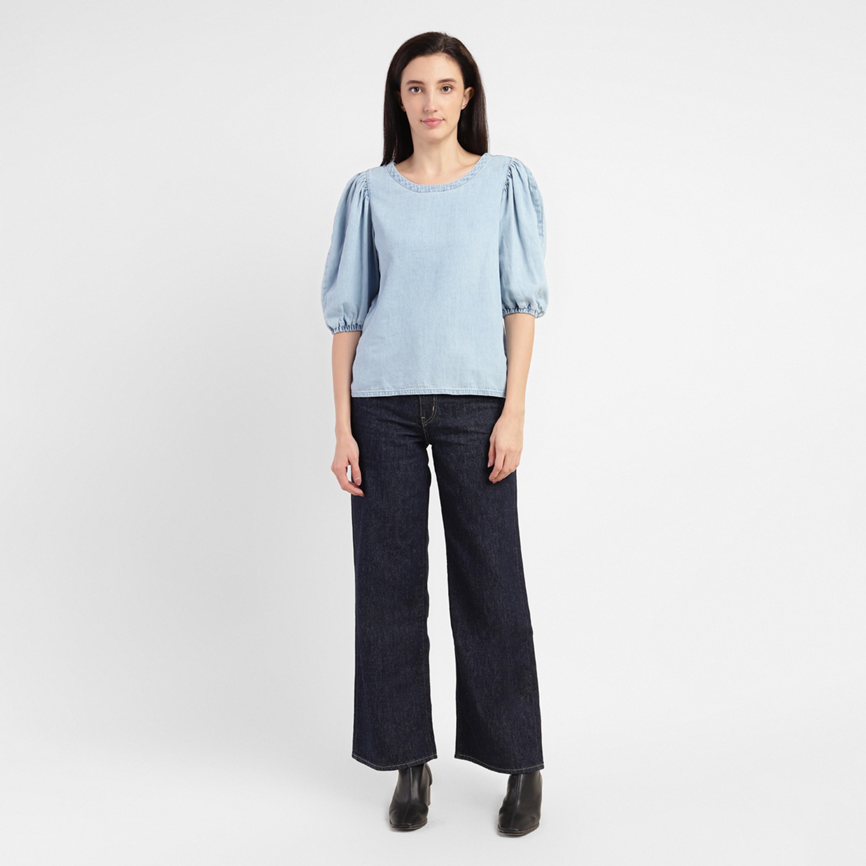 Levi's Plain Round Neck Puff Sleeves Top-women-clothing-shirtsandblouses-blouses-image-2